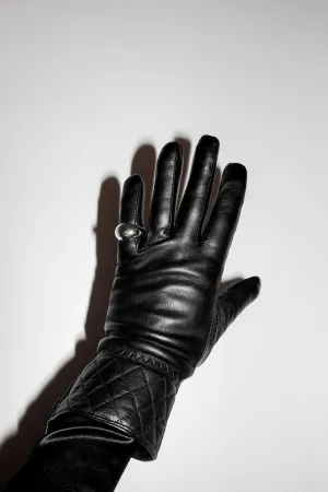 0019_WARM BLACK LEATHER GLOVES