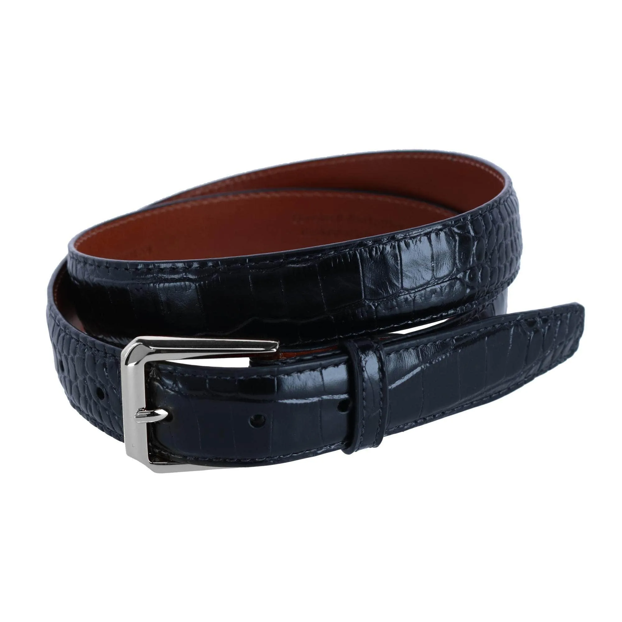 30mm Mock Alligator Embossed Italian Leather Belt