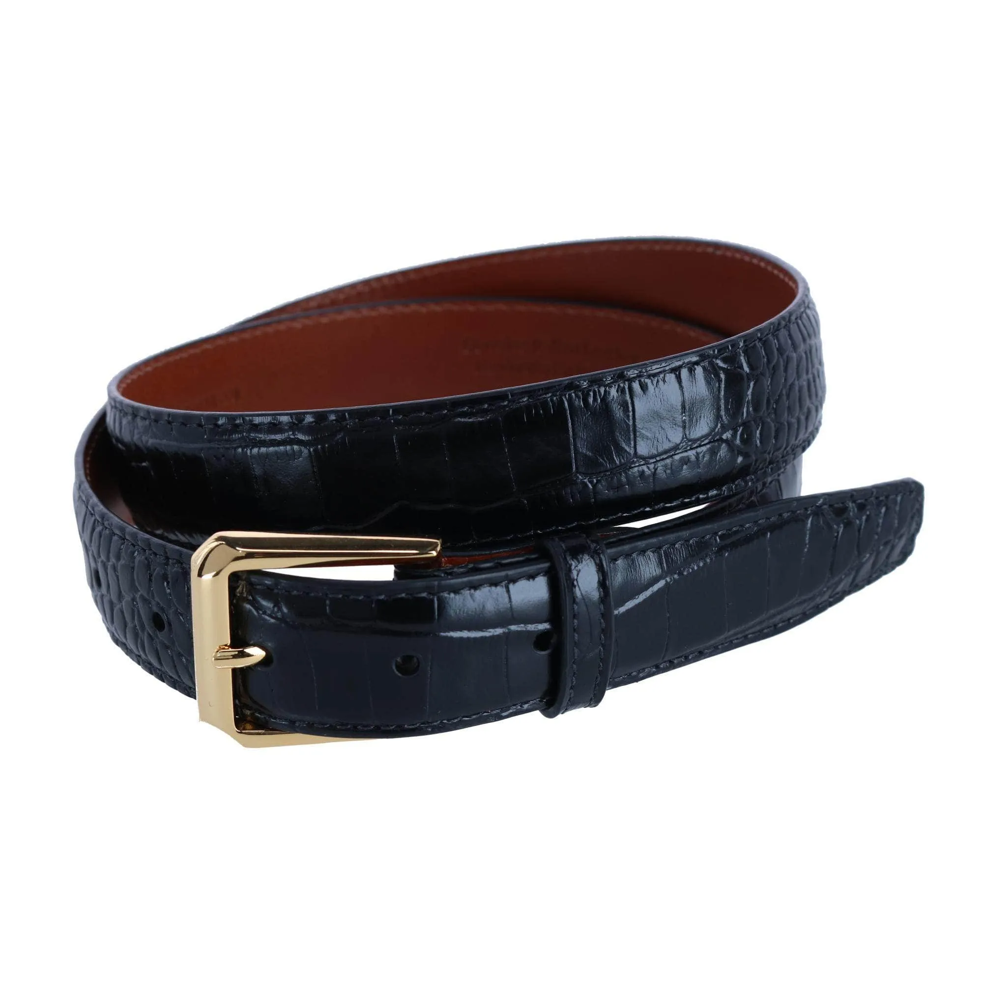 30mm Mock Alligator Embossed Italian Leather Belt