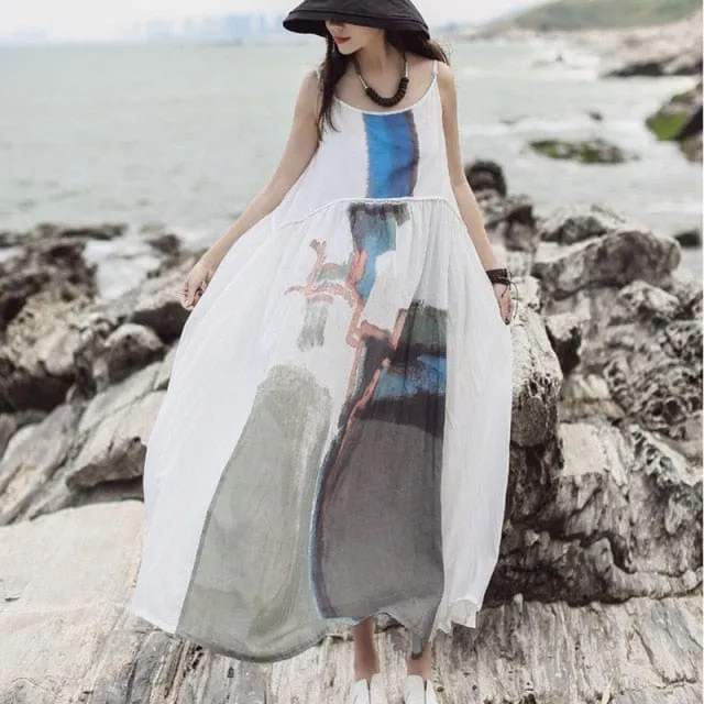 Abstract Art Sleeveless Flowy Sundress