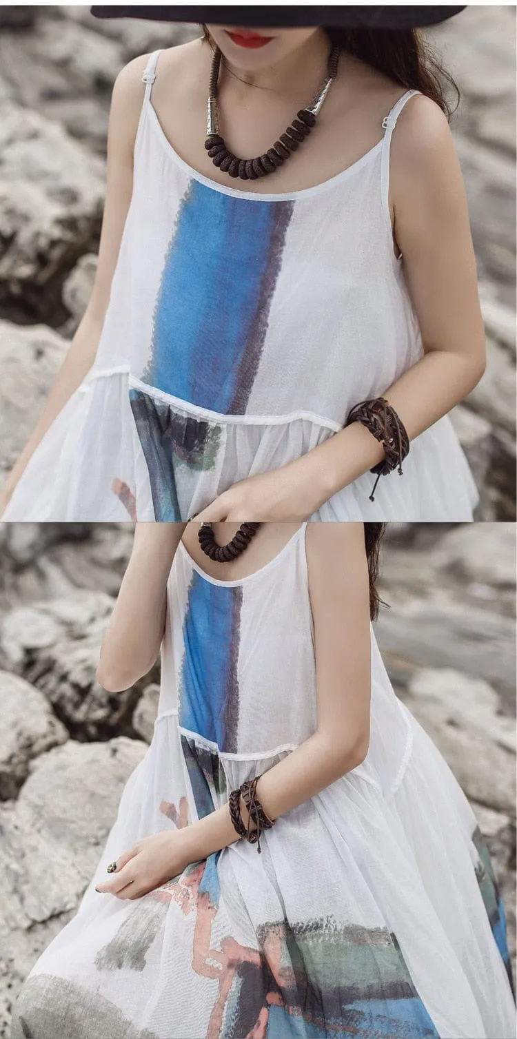 Abstract Art Sleeveless Flowy Sundress