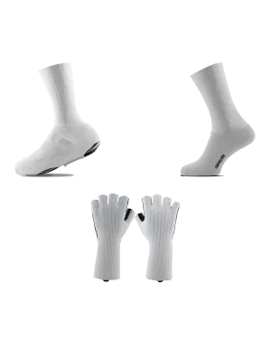 Aero Overshoes Classic  Aero Cycling Socks All white   Aero gloves White