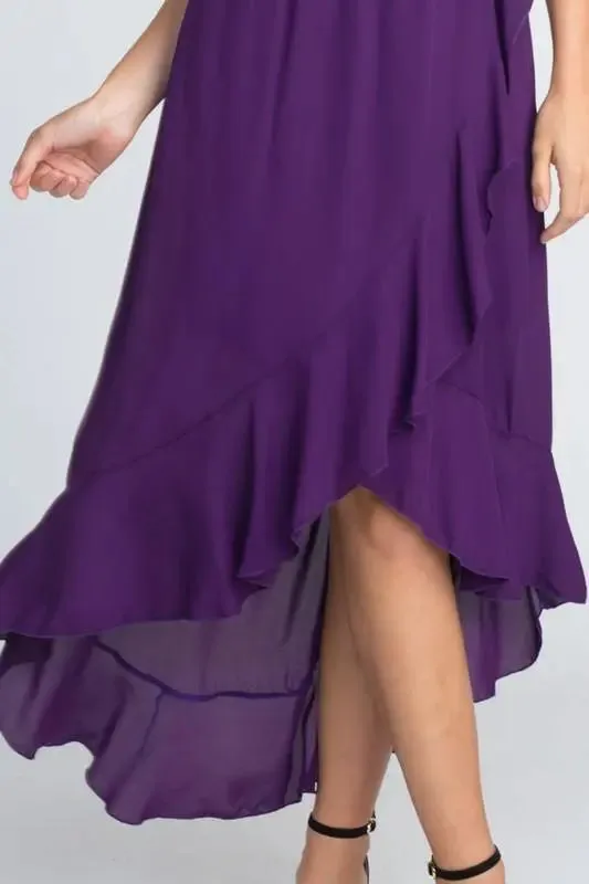 Asymmetrical High-Low Ruffle Hem Dress