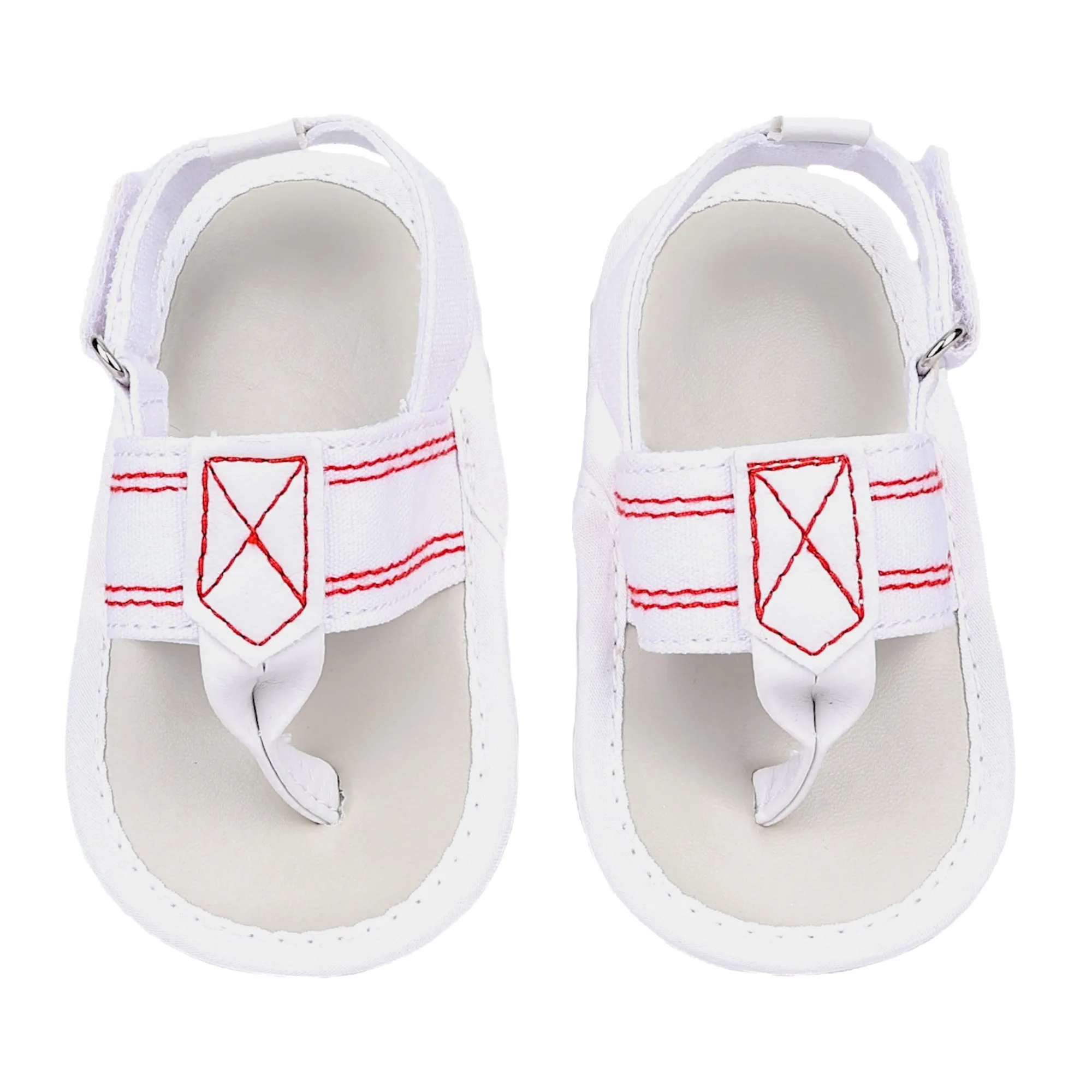 Baby Moo Classic Hook-Loop Anti-Skid Open Toe Sandals - White