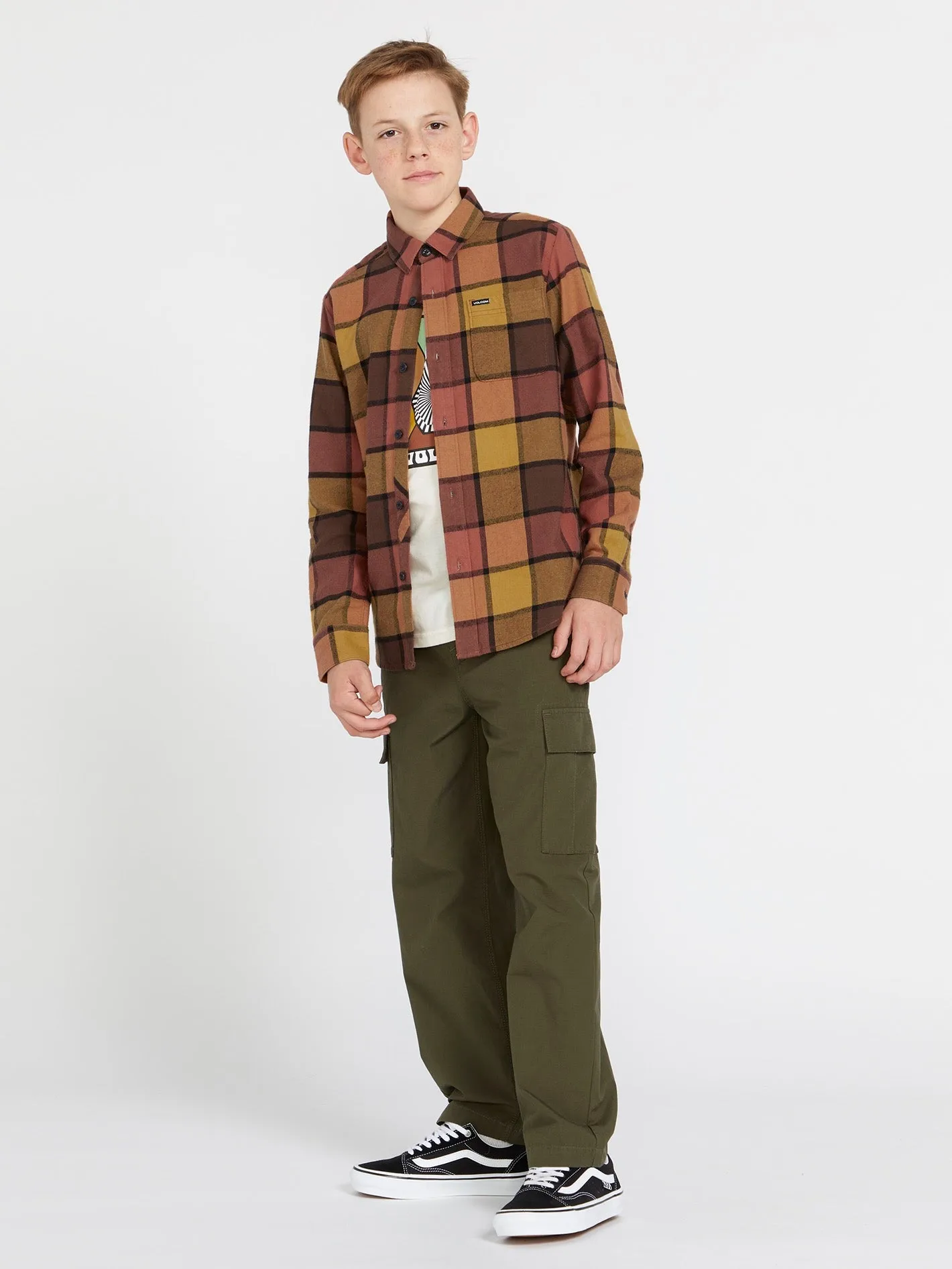 Big Boys Caden Plaid Flannel - Burro Brown