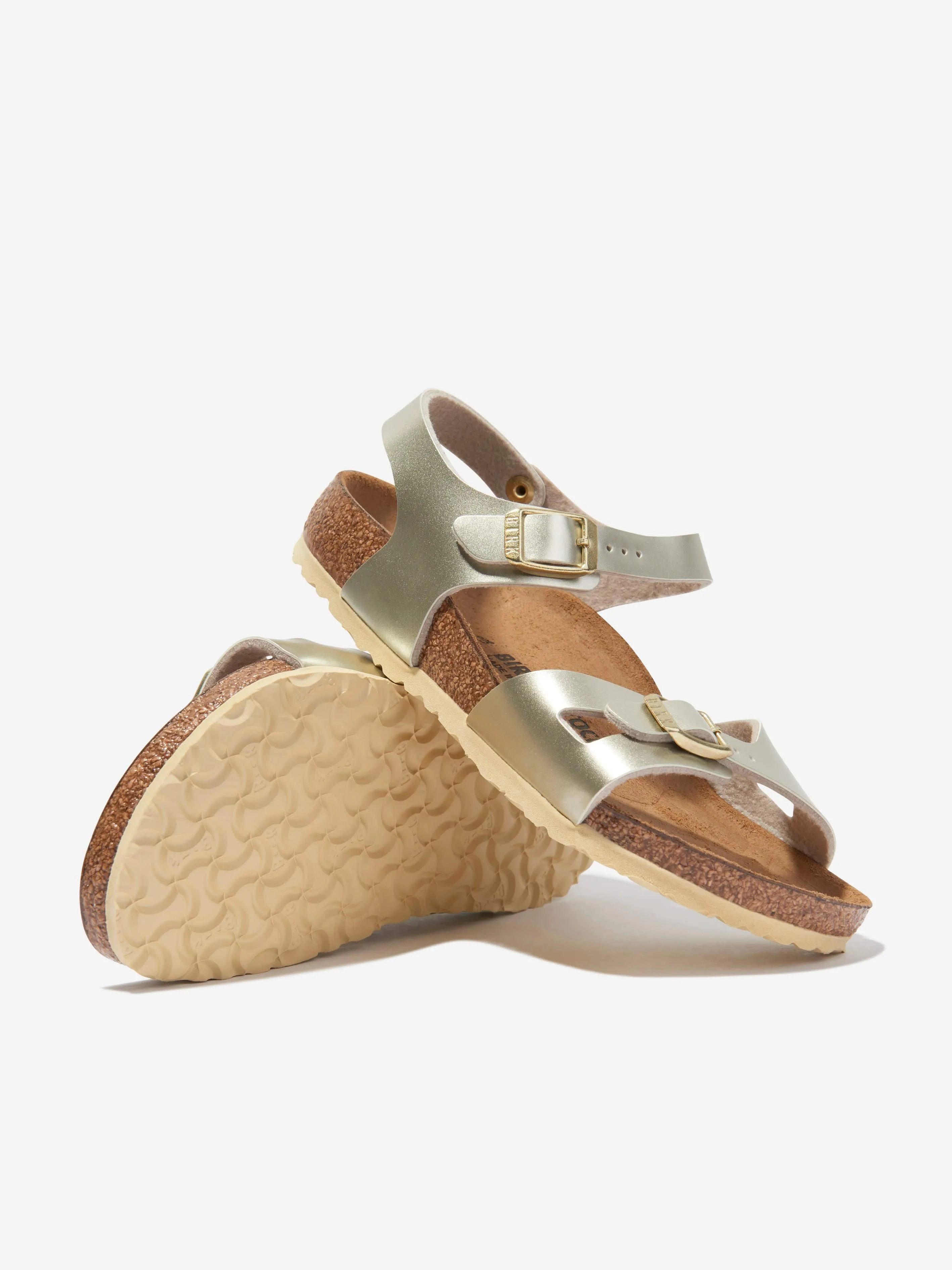 BIRKENSTOCK Girls Rio Classic Metallic Sandals in Gold