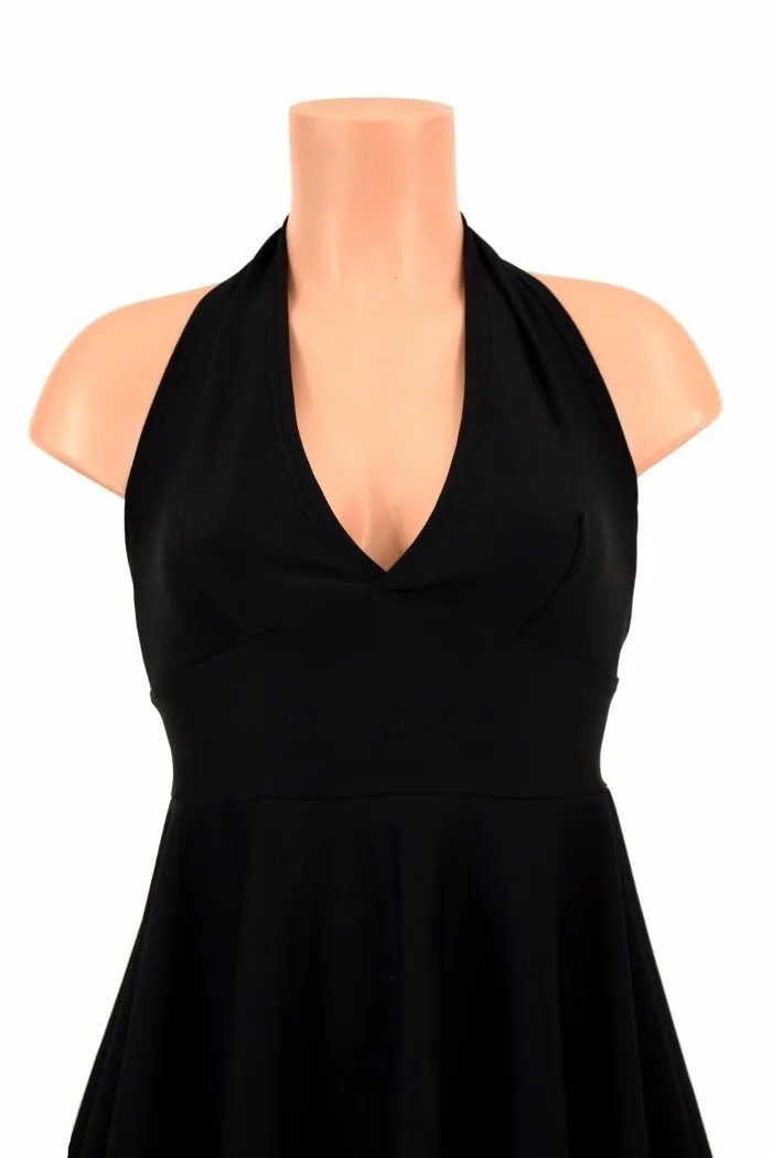 Black Zen Halter Skater Dress