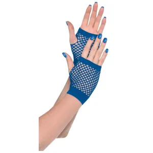 Blue Fishnet Gloves Short | 1 pr