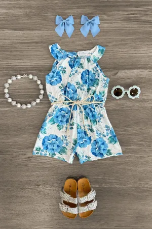 Blue Floral Romper