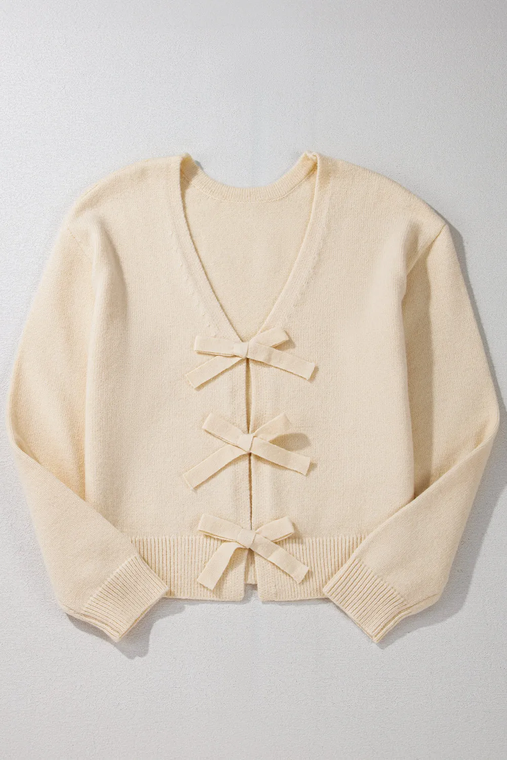 Bow Front V-Neck Cardigan