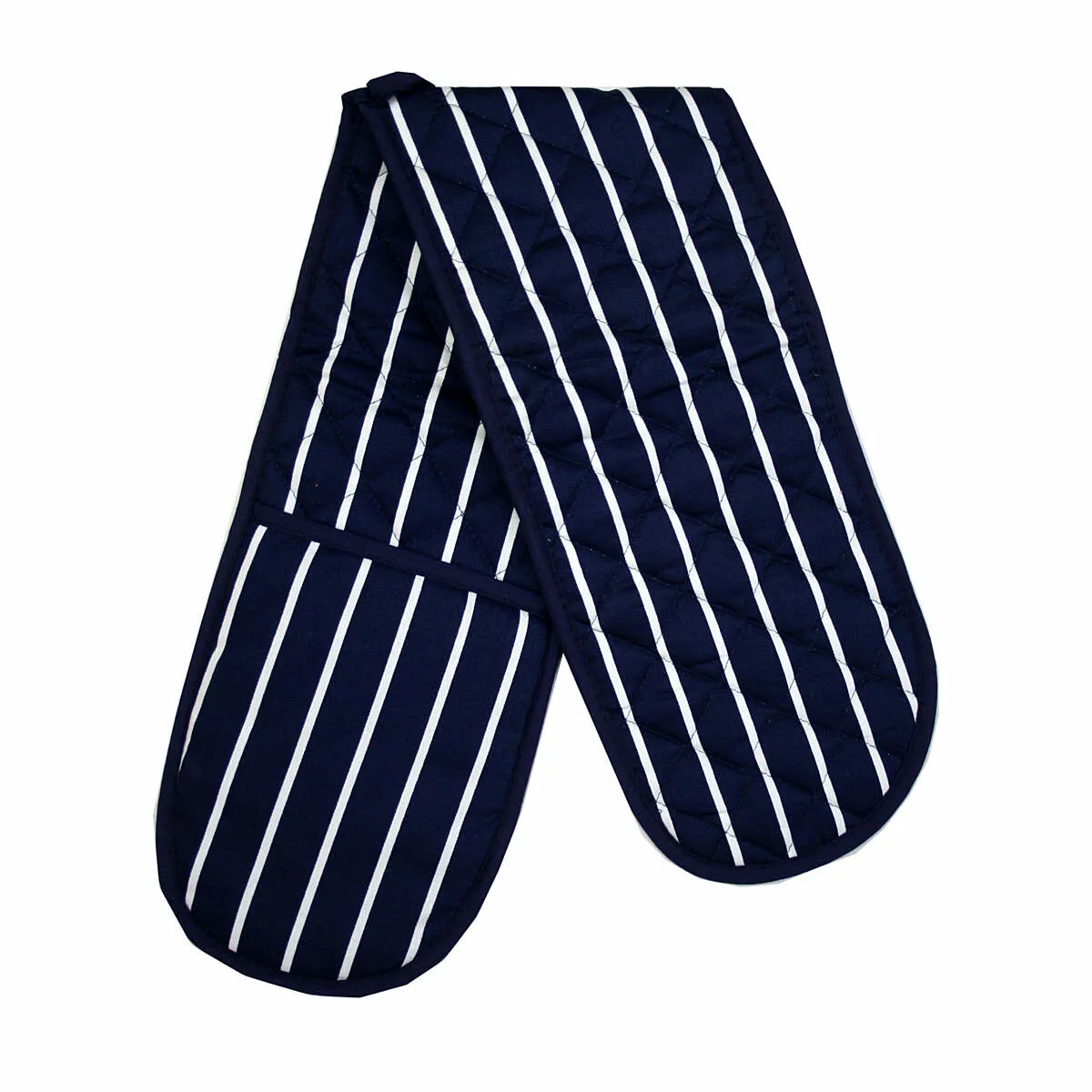 Butchers Stripe Navy & White Double Oven Gloves