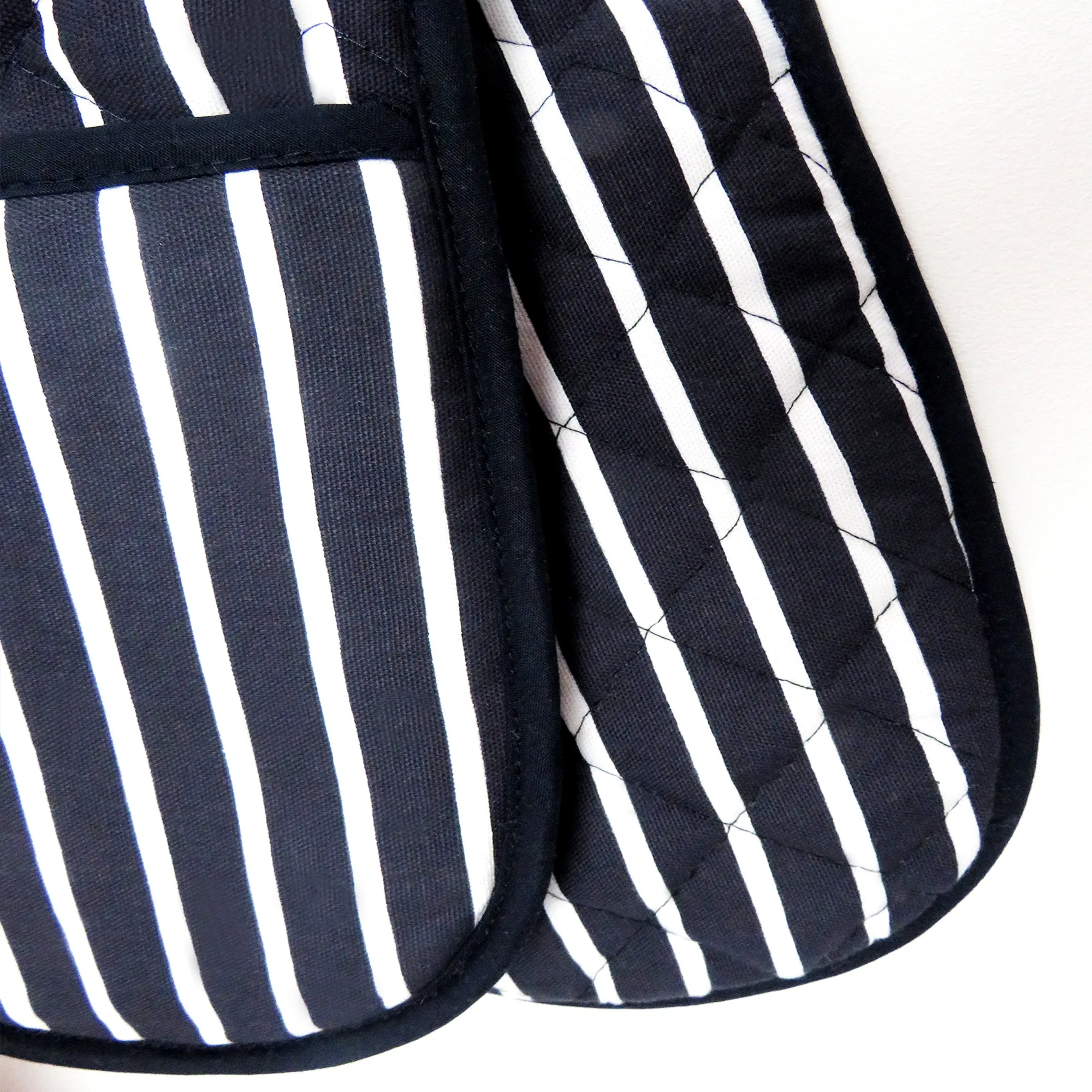 Butchers Stripe Navy & White Double Oven Gloves