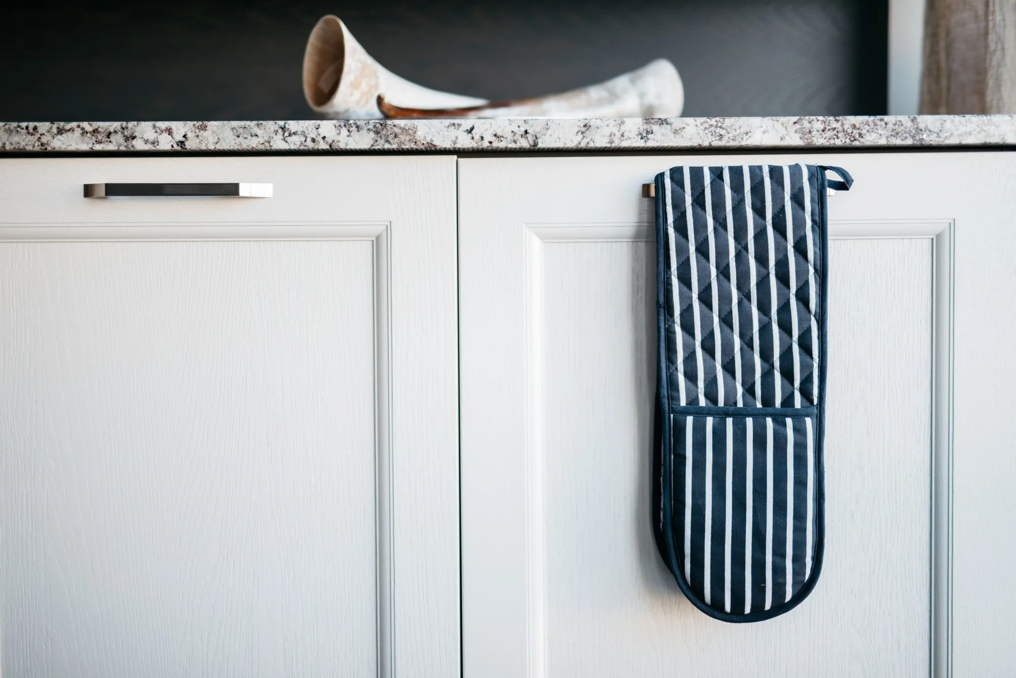 Butchers Stripe Navy & White Double Oven Gloves