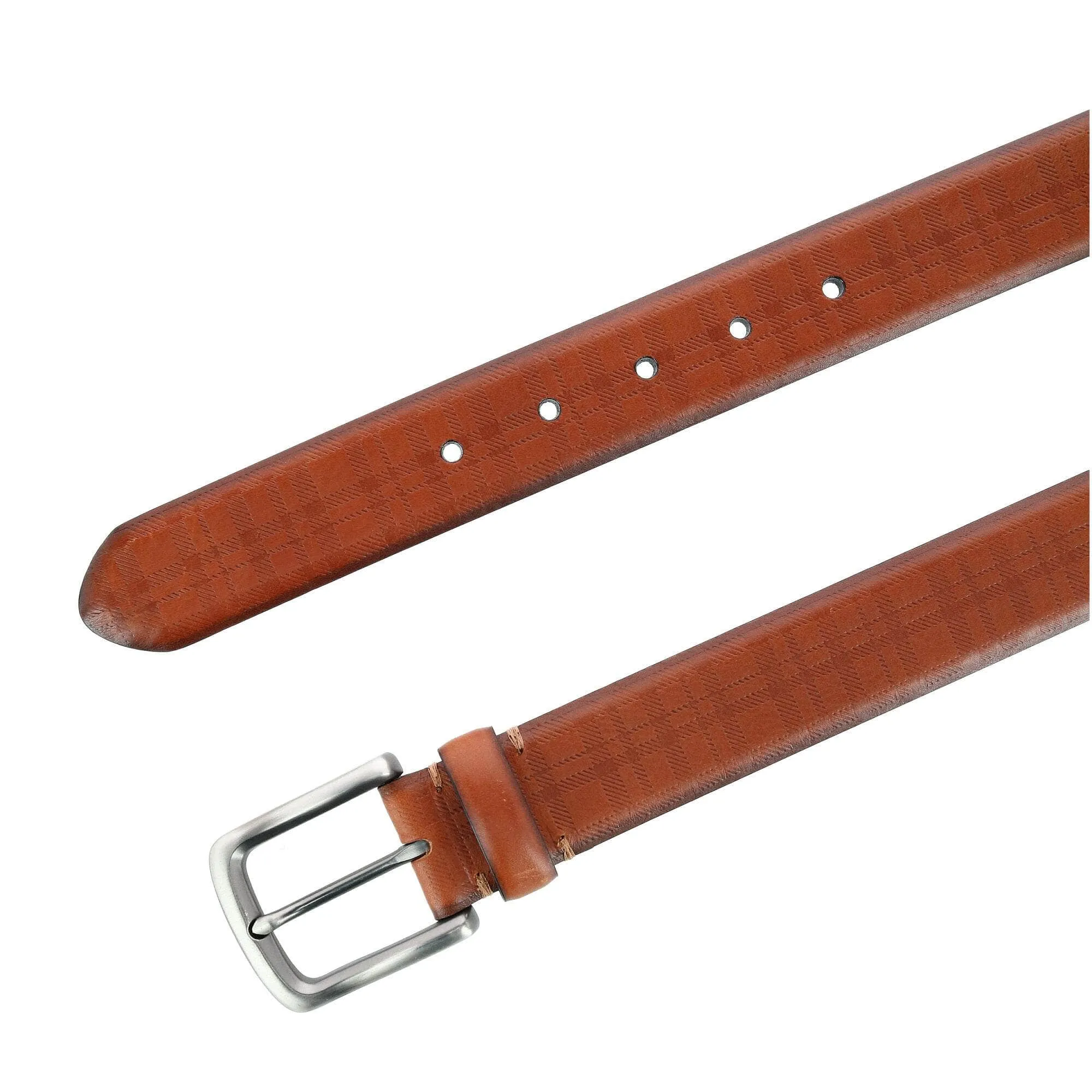 Caelen Plaid Embossed Leather Belt