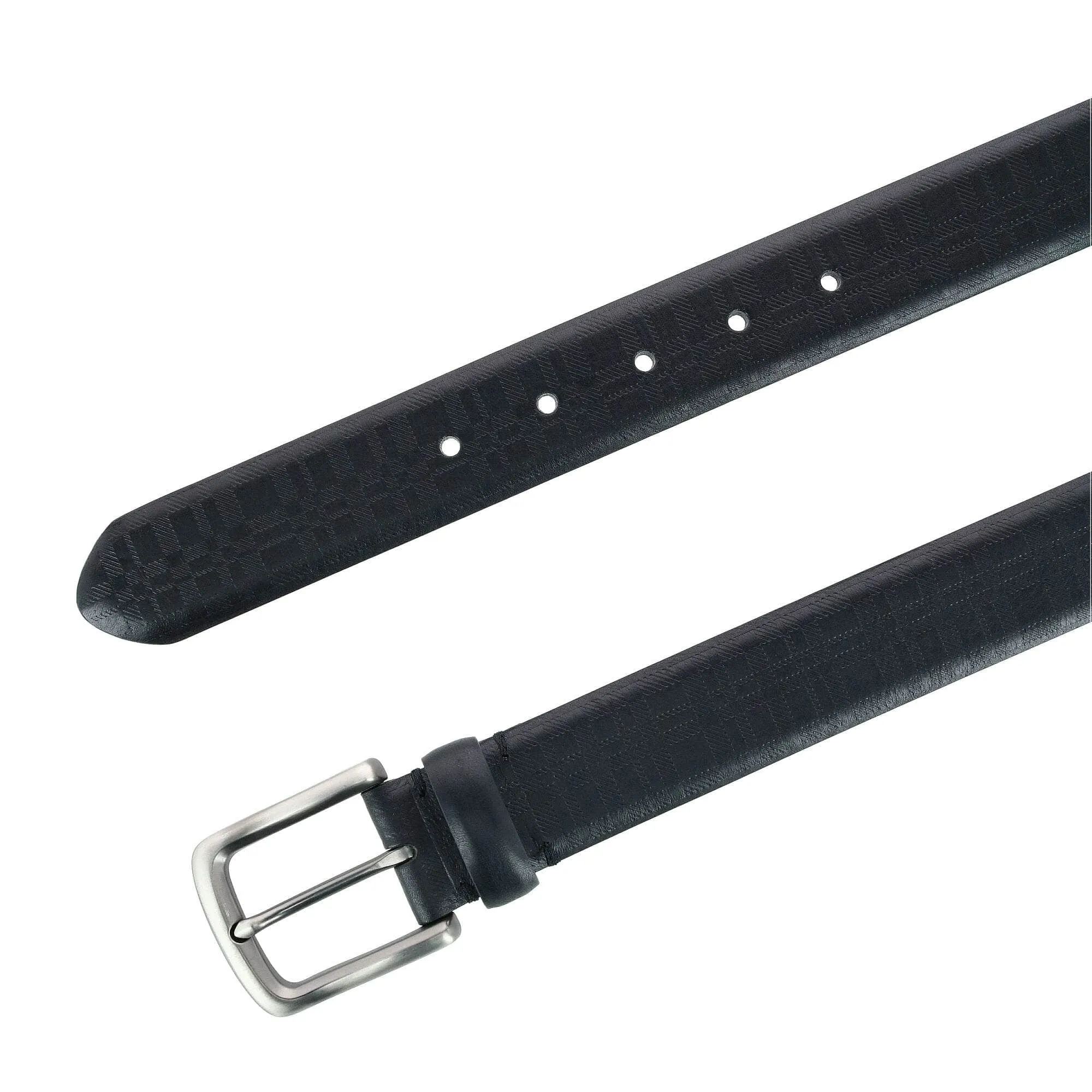 Caelen Plaid Embossed Leather Belt