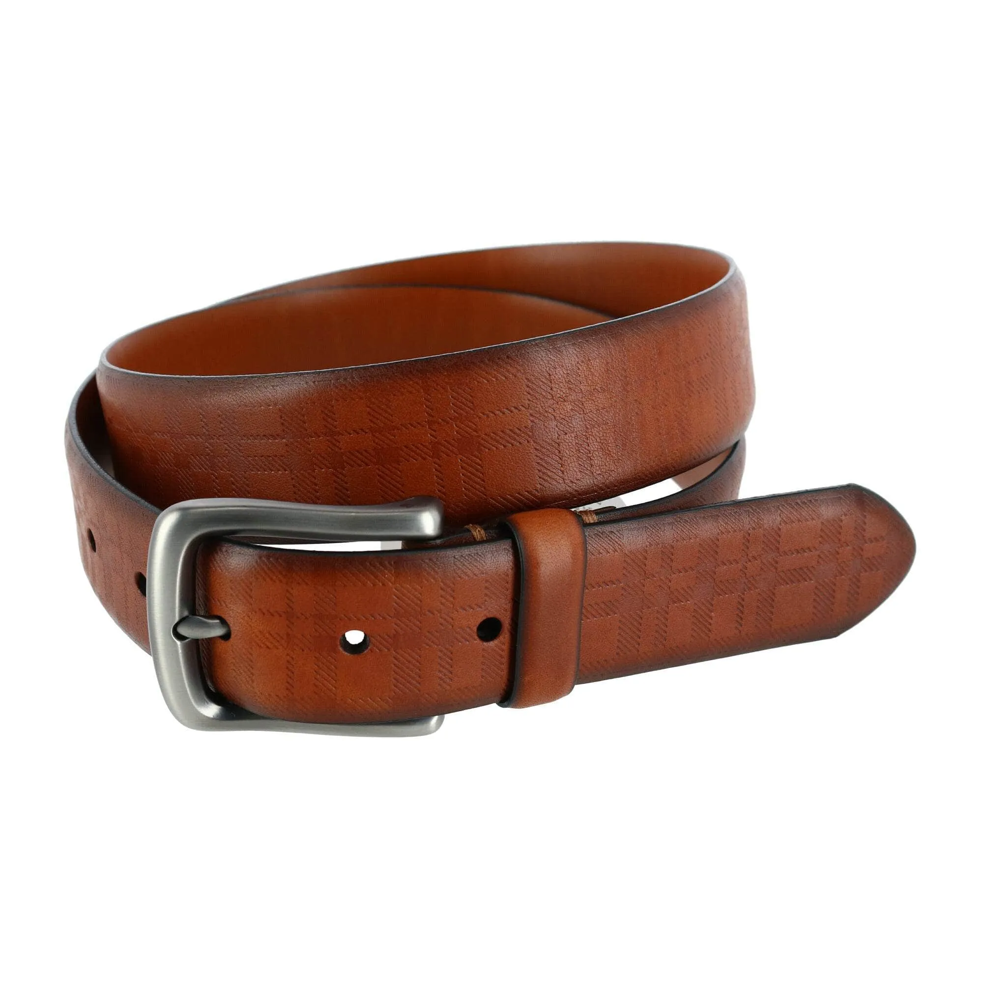 Caelen Plaid Embossed Leather Belt