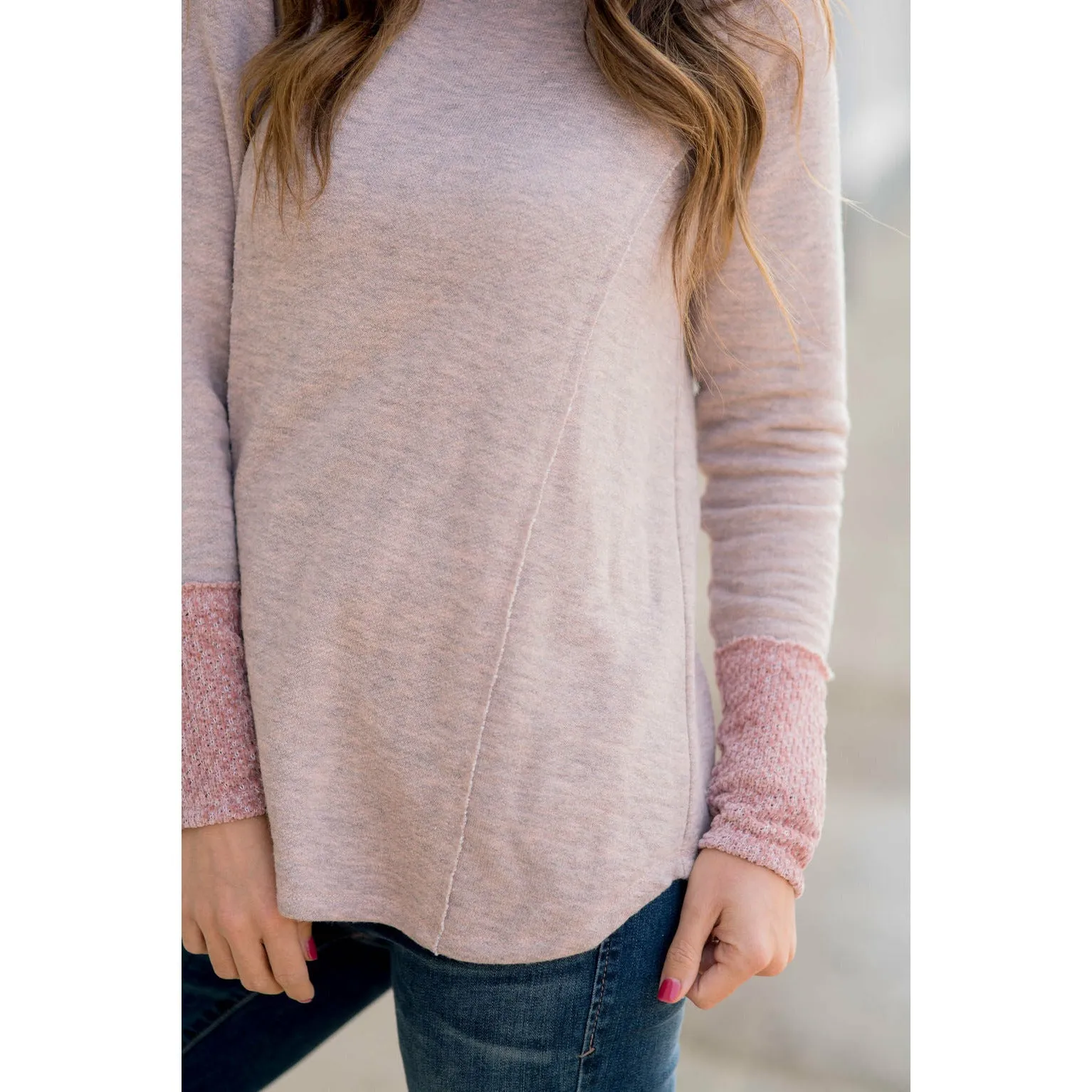 Chic Knitted Button Cuff Sweatshirt