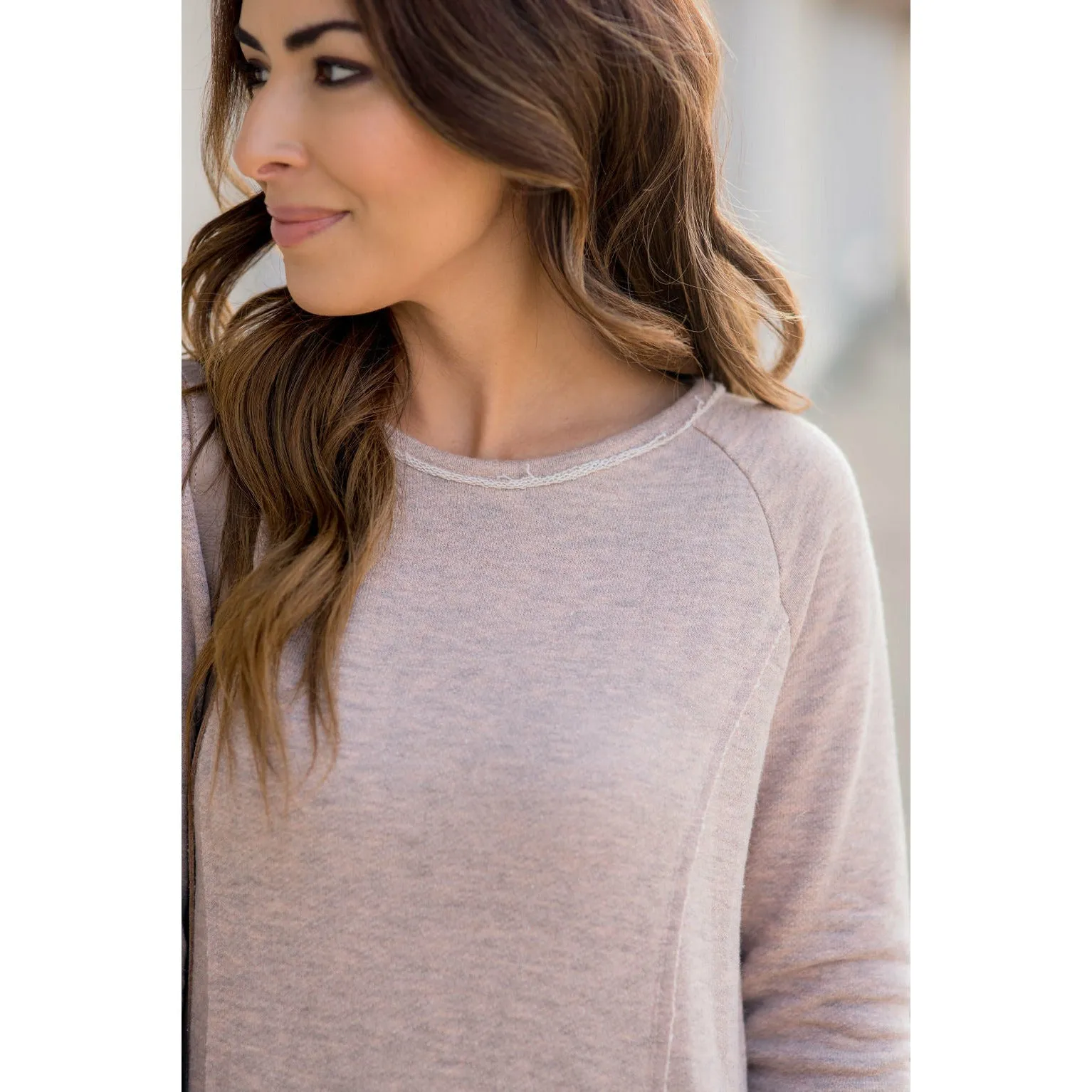 Chic Knitted Button Cuff Sweatshirt