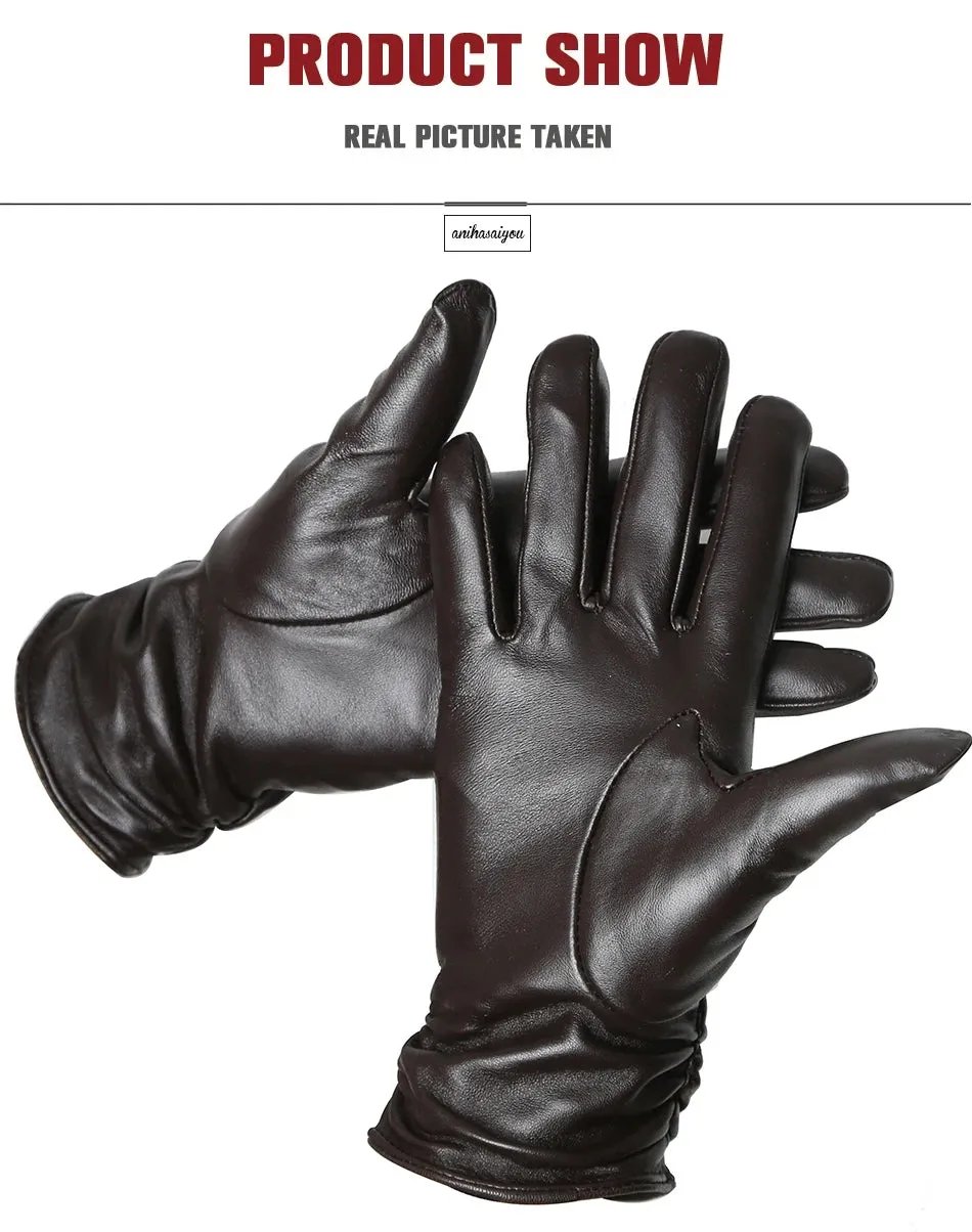 Classic pleated leather gloves women color real leather gloves women sheepskin Genuine Leather winter gloves women-2081