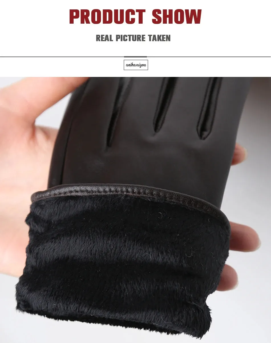 Classic pleated leather gloves women color real leather gloves women sheepskin Genuine Leather winter gloves women-2081