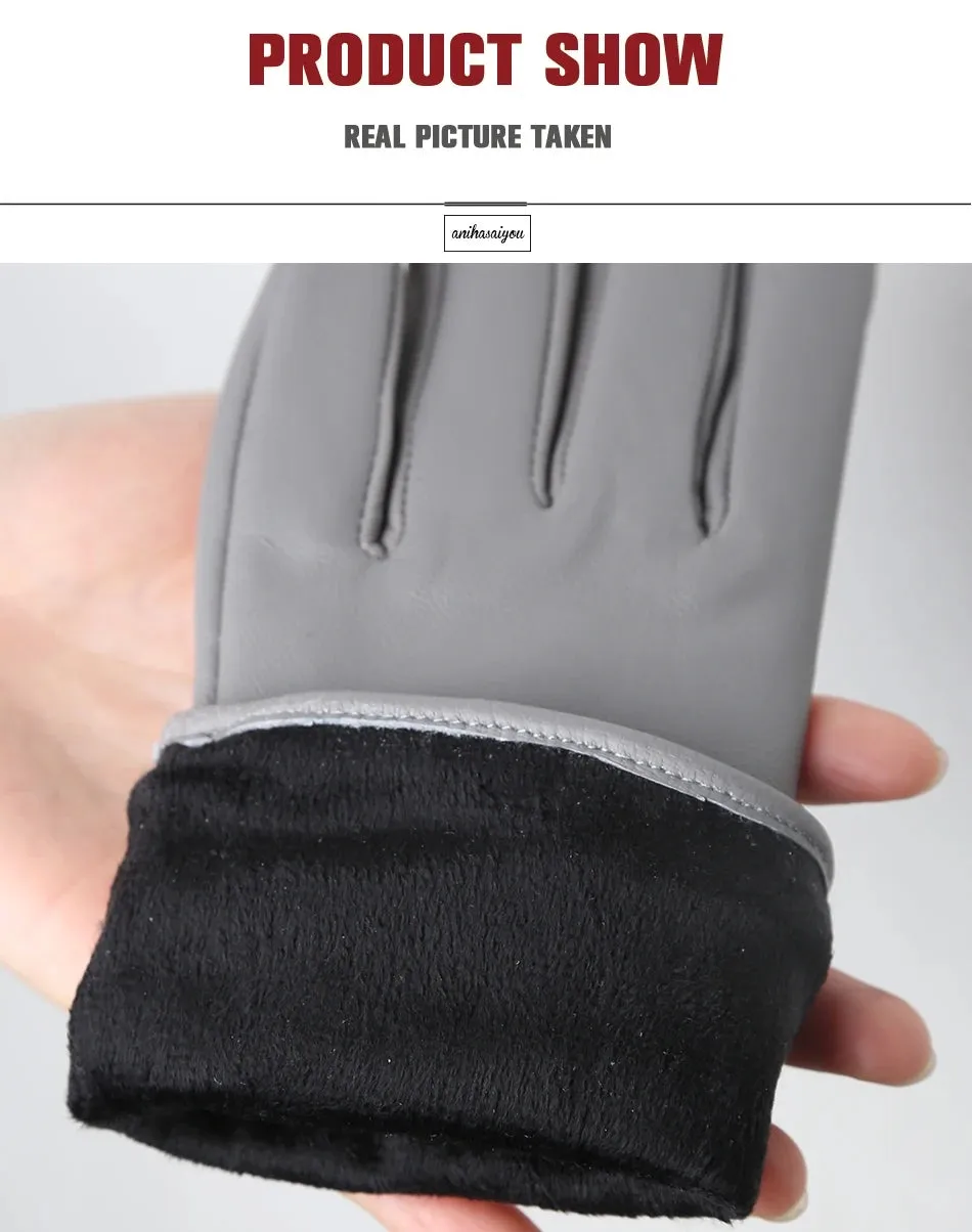 Classic pleated leather gloves women color real leather gloves women sheepskin Genuine Leather winter gloves women-2081