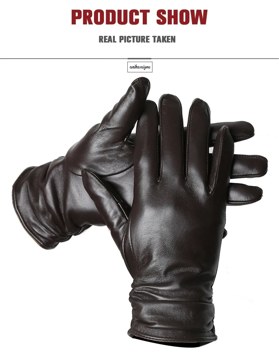 Classic pleated leather gloves women color real leather gloves women sheepskin Genuine Leather winter gloves women-2081