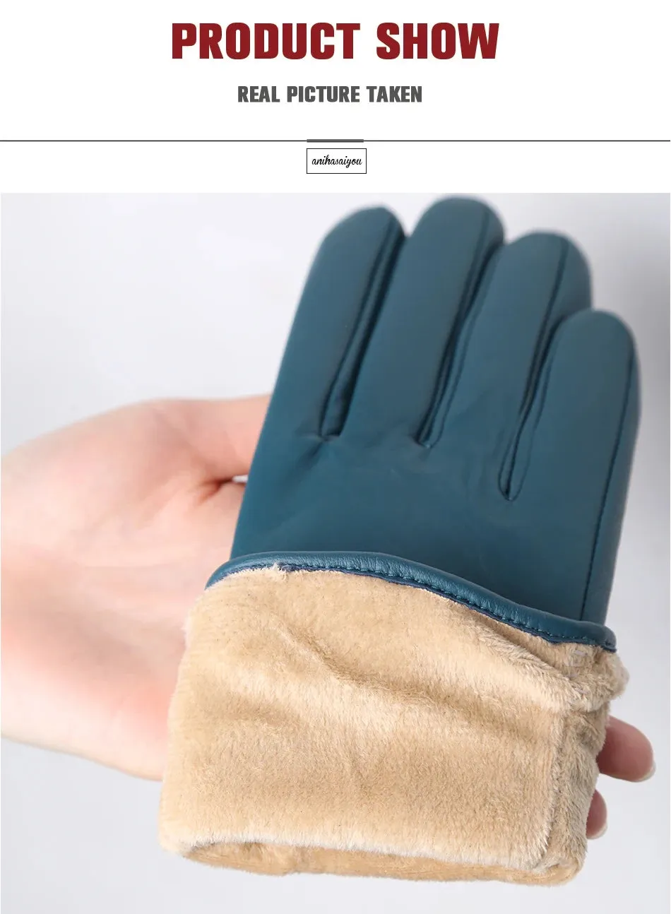 Classic pleated leather gloves women color real leather gloves women sheepskin Genuine Leather winter gloves women-2081