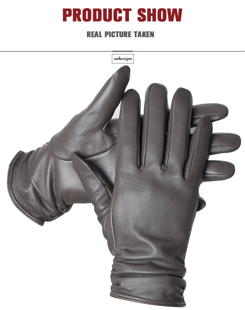 Classic pleated leather gloves women color real leather gloves women sheepskin Genuine Leather winter gloves women-2081