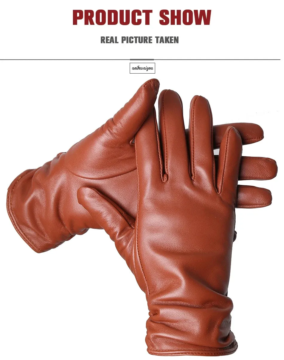 Classic pleated leather gloves women color real leather gloves women sheepskin Genuine Leather winter gloves women-2081