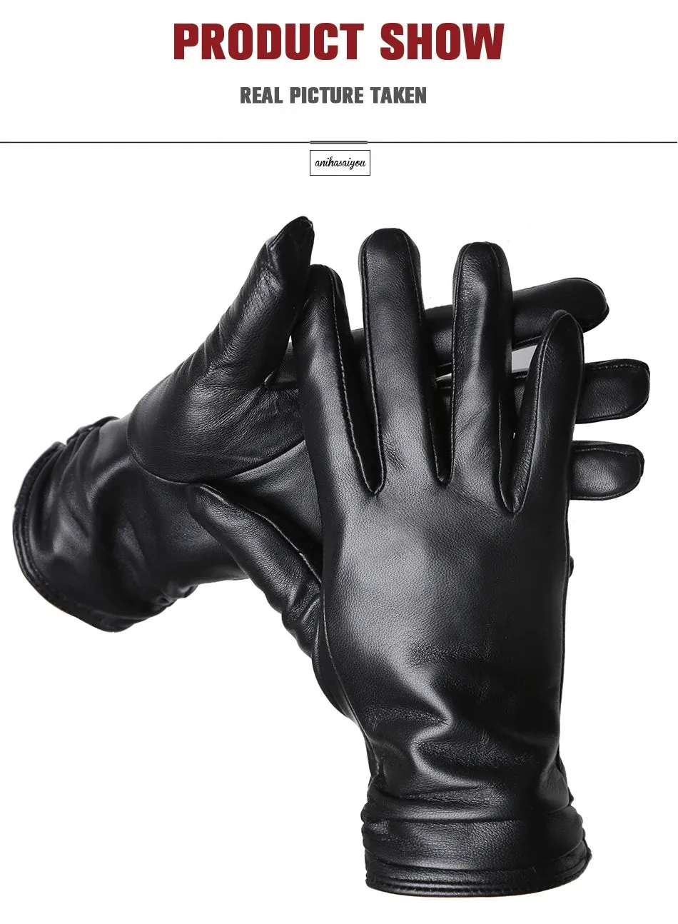 Classic pleated leather gloves women color real leather gloves women sheepskin Genuine Leather winter gloves women-2081