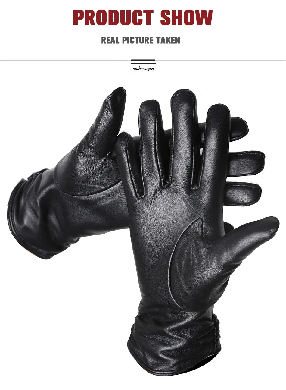 Classic pleated leather gloves women color real leather gloves women sheepskin Genuine Leather winter gloves women-2081