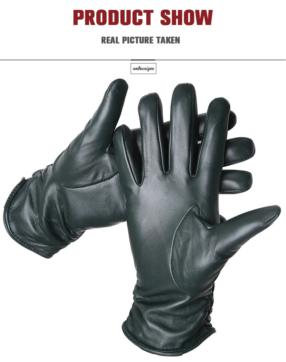 Classic pleated leather gloves women color real leather gloves women sheepskin Genuine Leather winter gloves women-2081