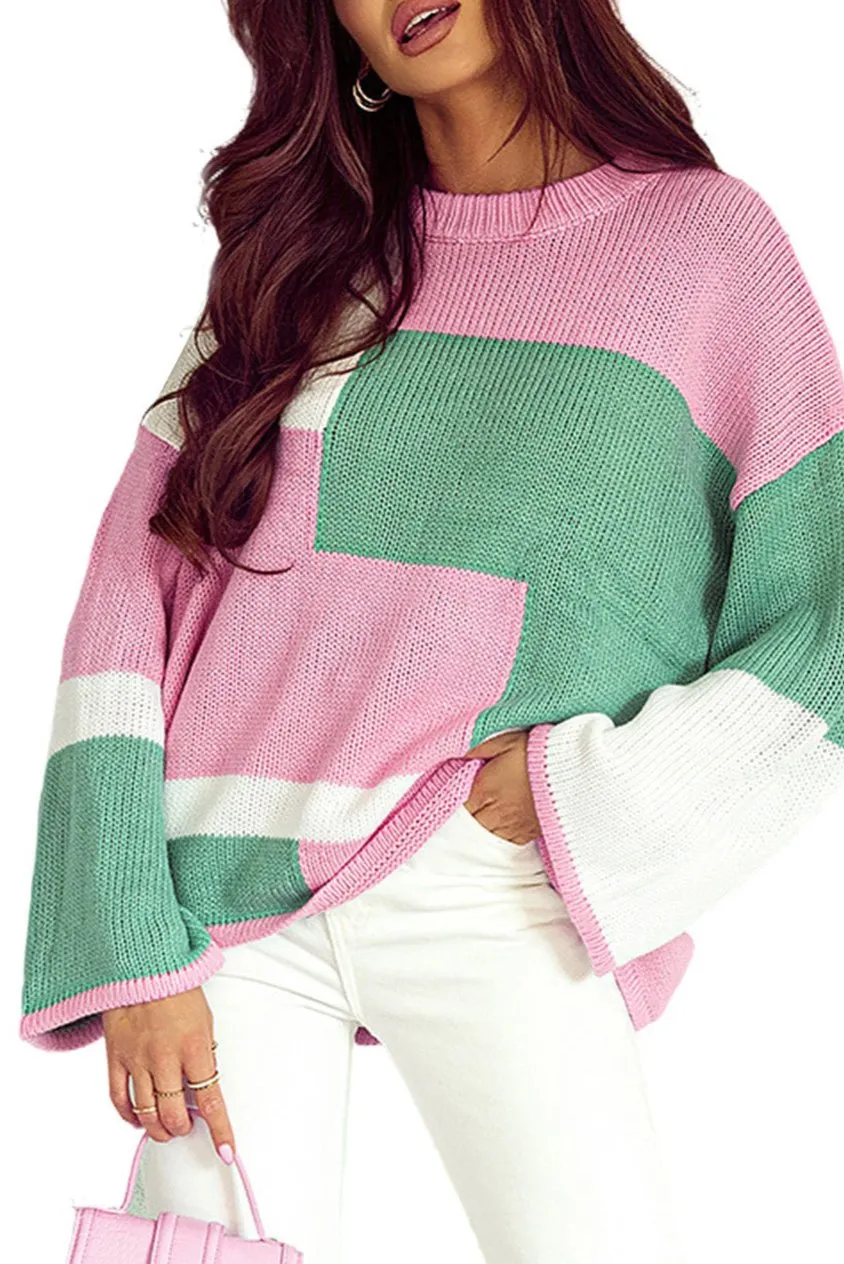 Colorblock Bell Sleeve Sweater