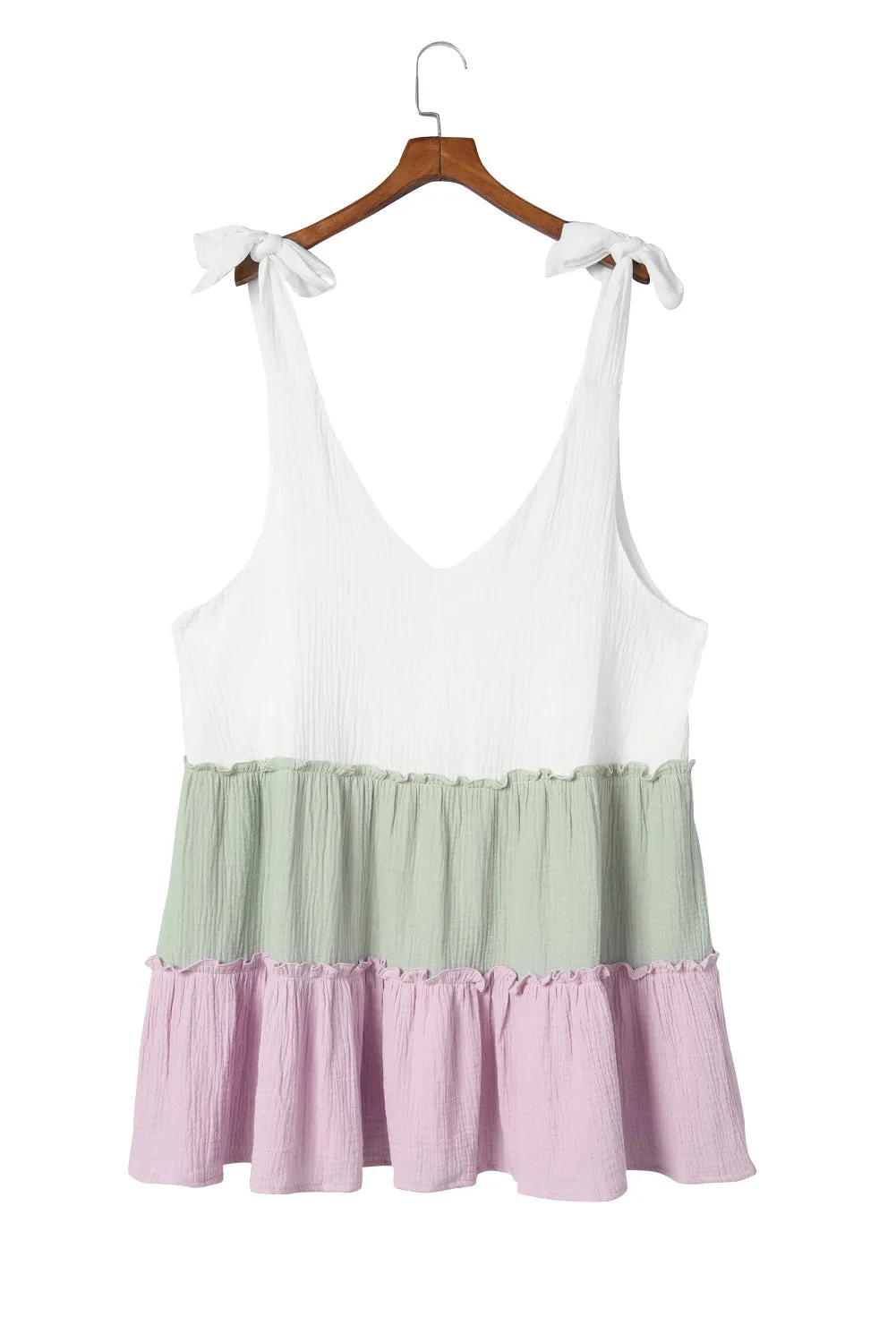 Colorblock Tiered Babydoll Top Plus Size