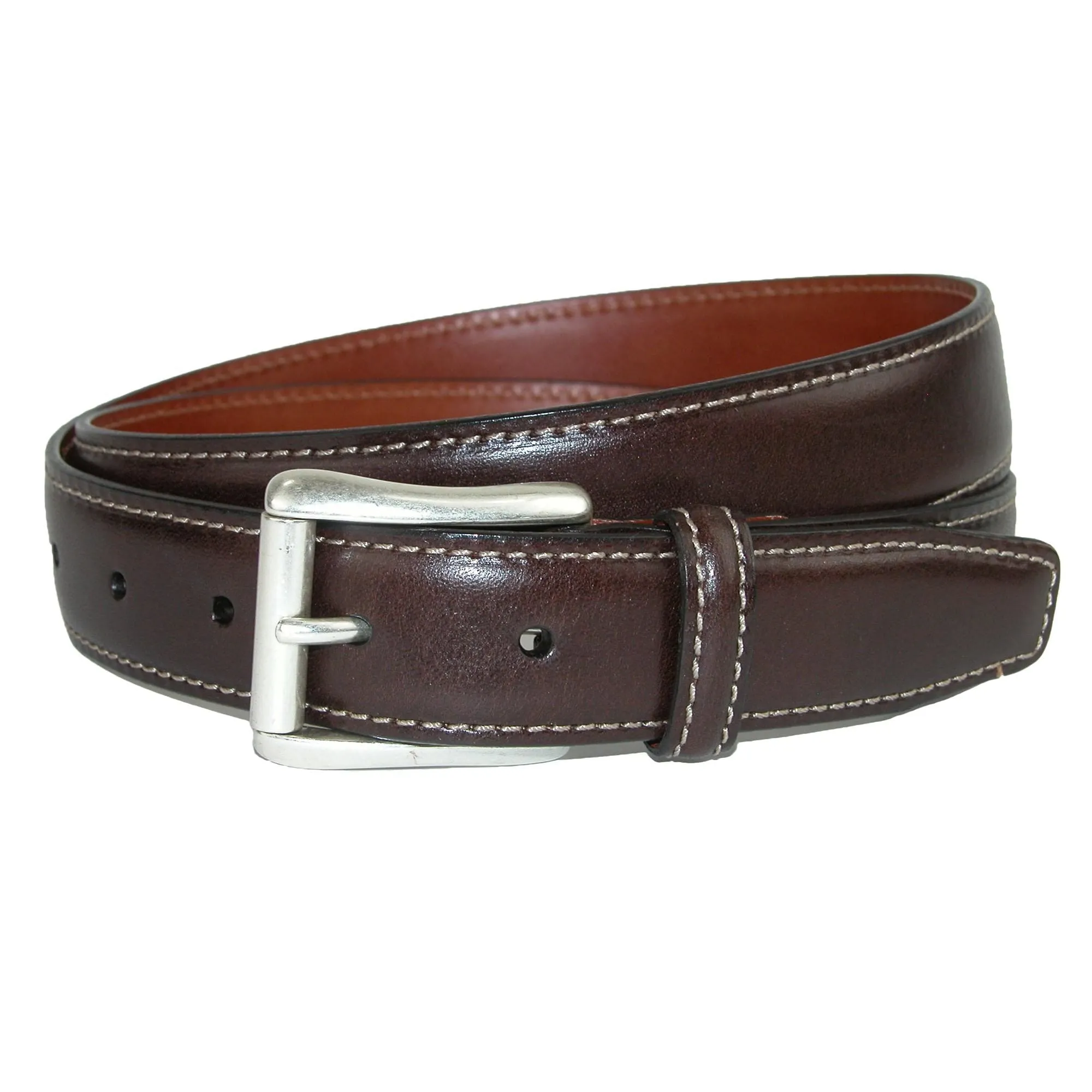 CrookhornDavis Men's Ciga Calfskin Leather Casual Belt with Contrast Stitch