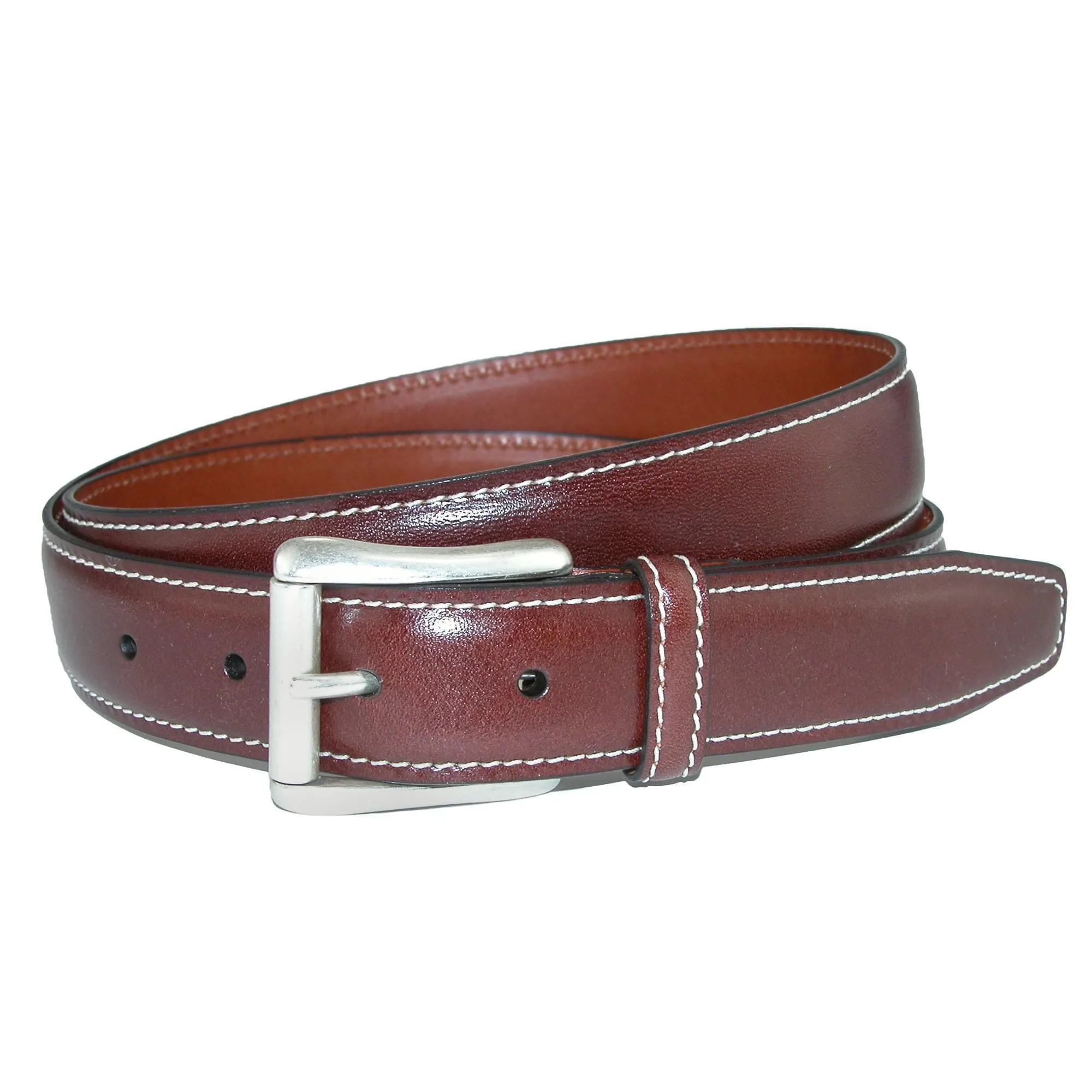 CrookhornDavis Men's Ciga Calfskin Leather Casual Belt with Contrast Stitch