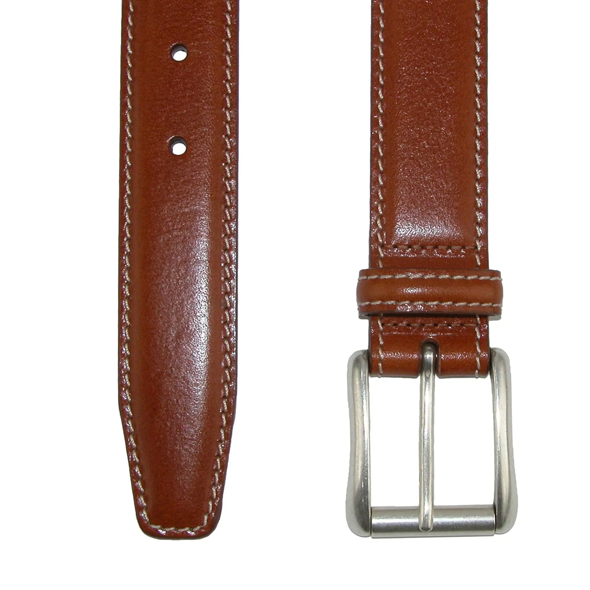 CrookhornDavis Men's Ciga Calfskin Leather Casual Belt with Contrast Stitch