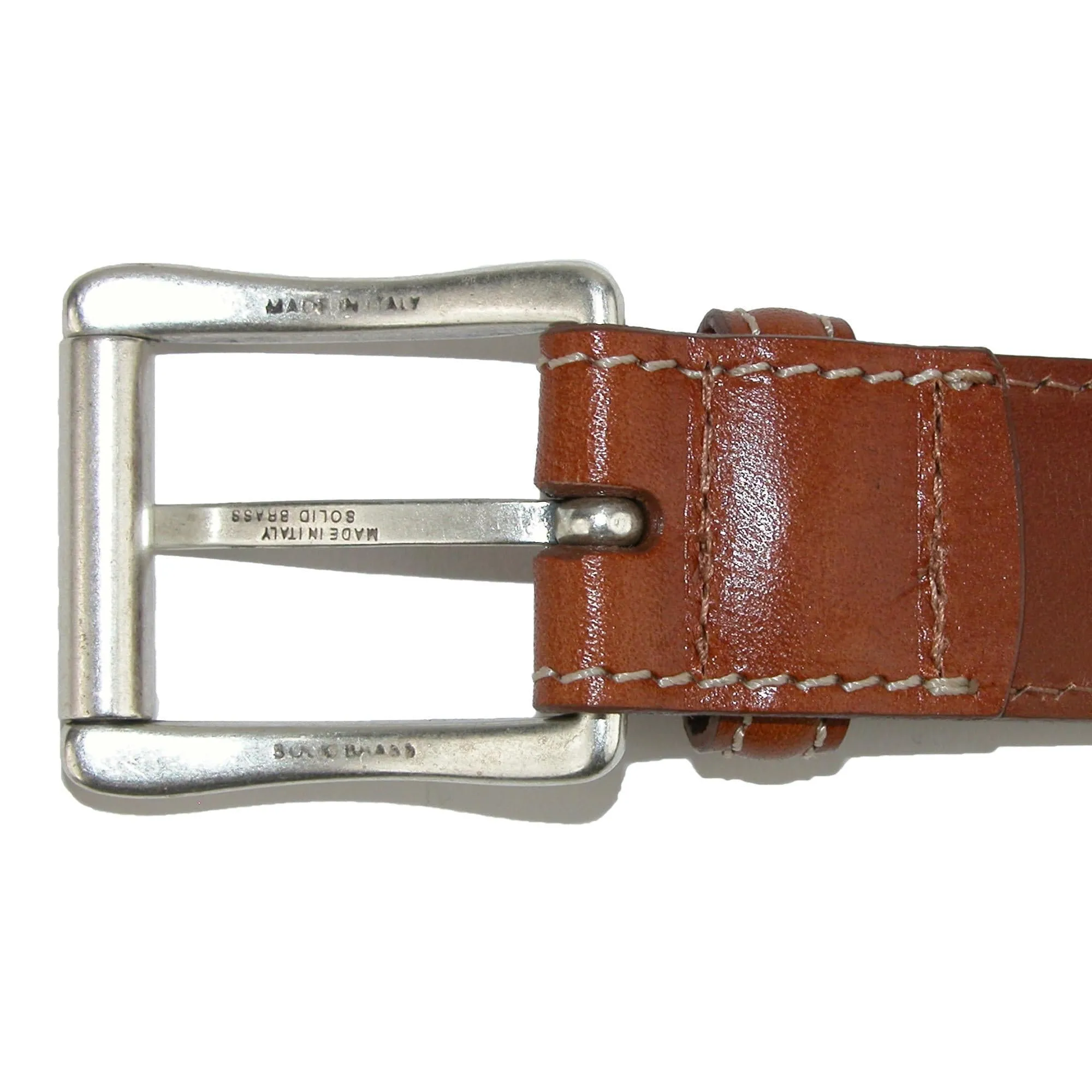 CrookhornDavis Men's Ciga Calfskin Leather Casual Belt with Contrast Stitch