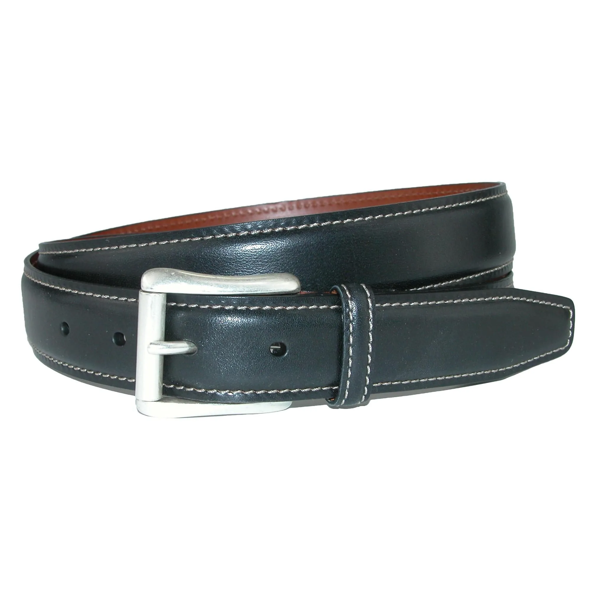 CrookhornDavis Men's Ciga Calfskin Leather Casual Belt with Contrast Stitch