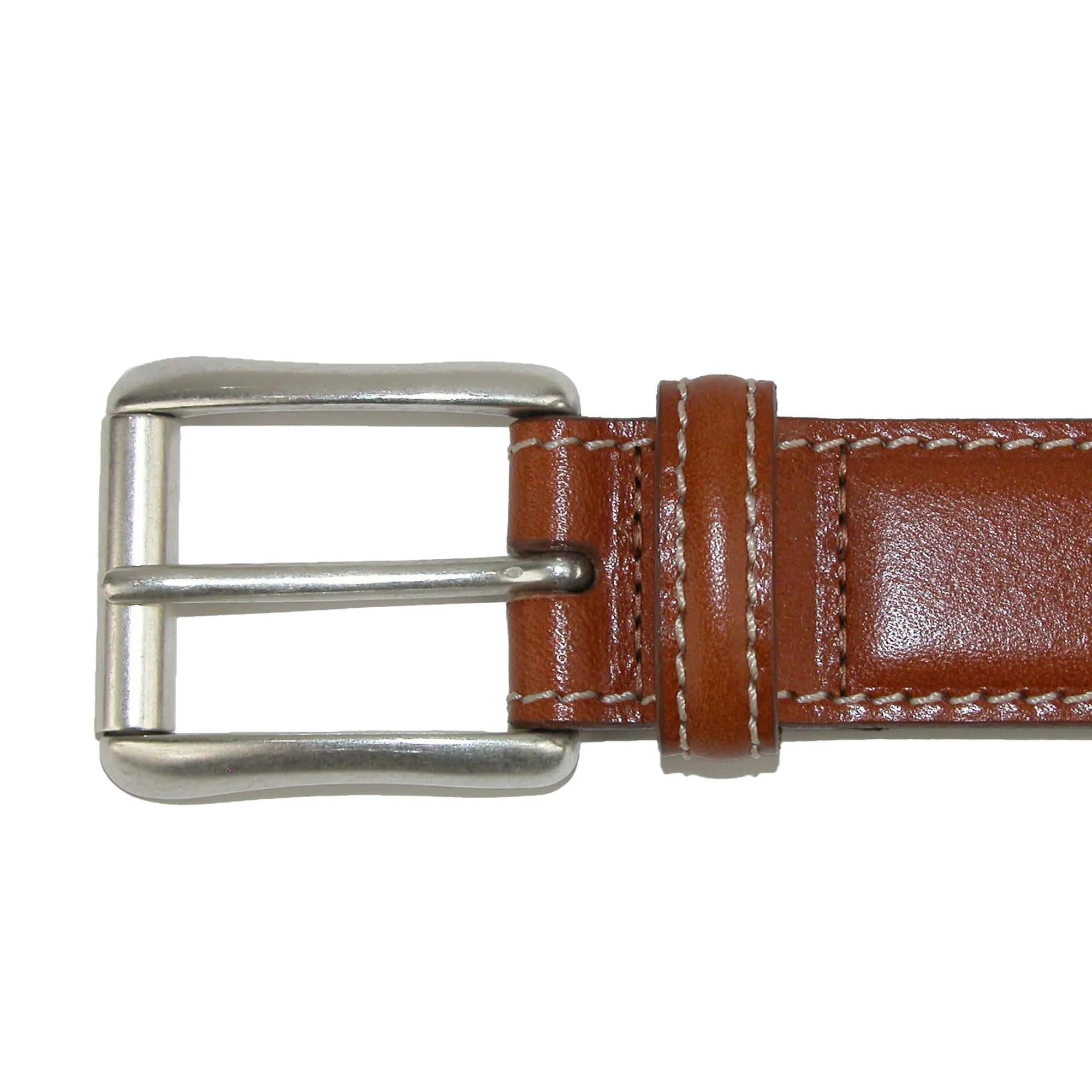 CrookhornDavis Men's Ciga Calfskin Leather Casual Belt with Contrast Stitch