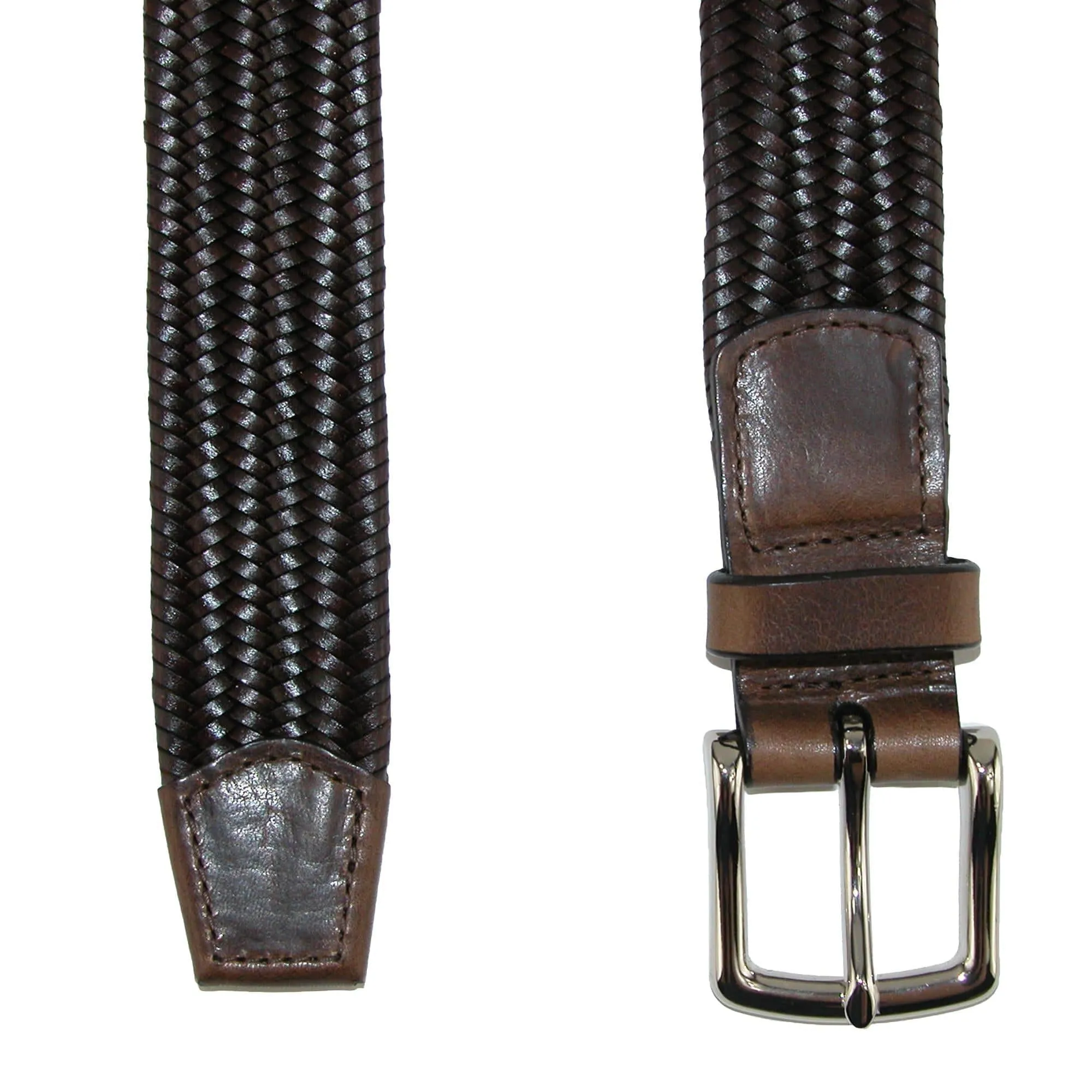 CrookhornDavis Men's Daytona Braided Leather Stretch Belt