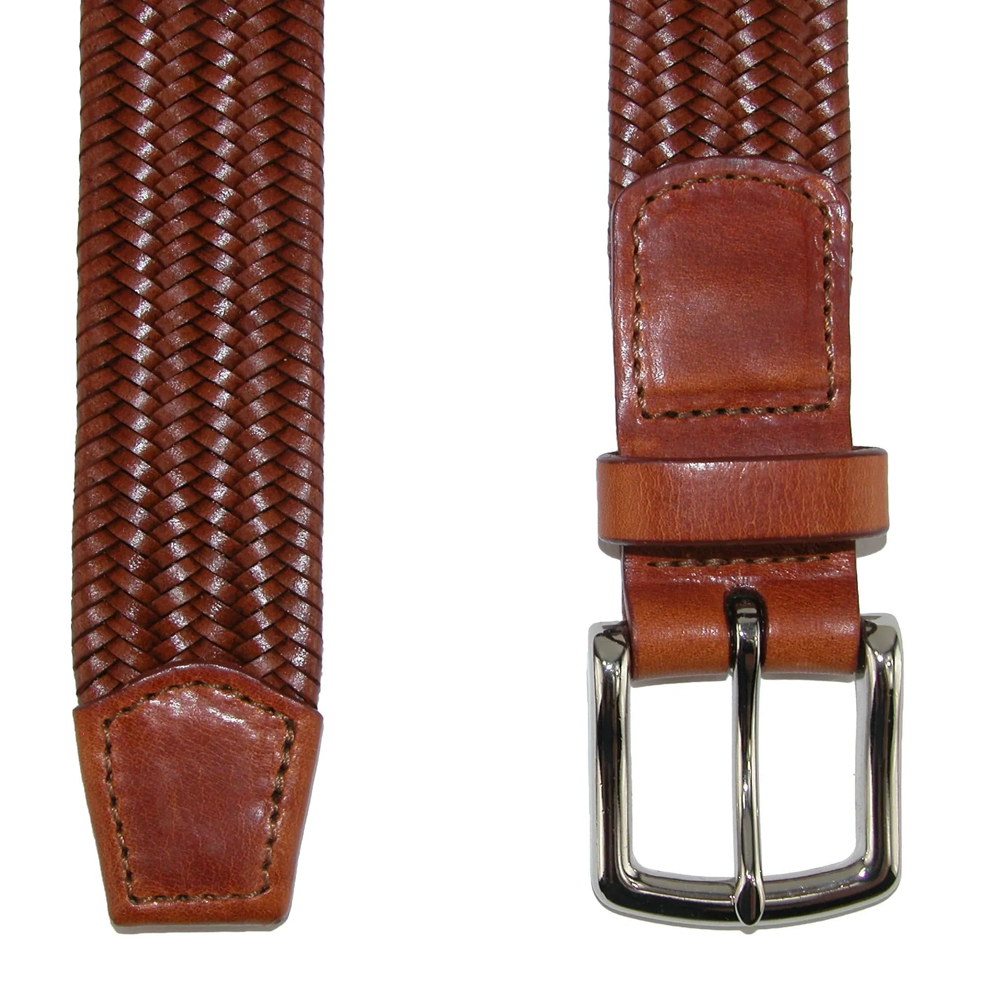 CrookhornDavis Men's Daytona Braided Leather Stretch Belt