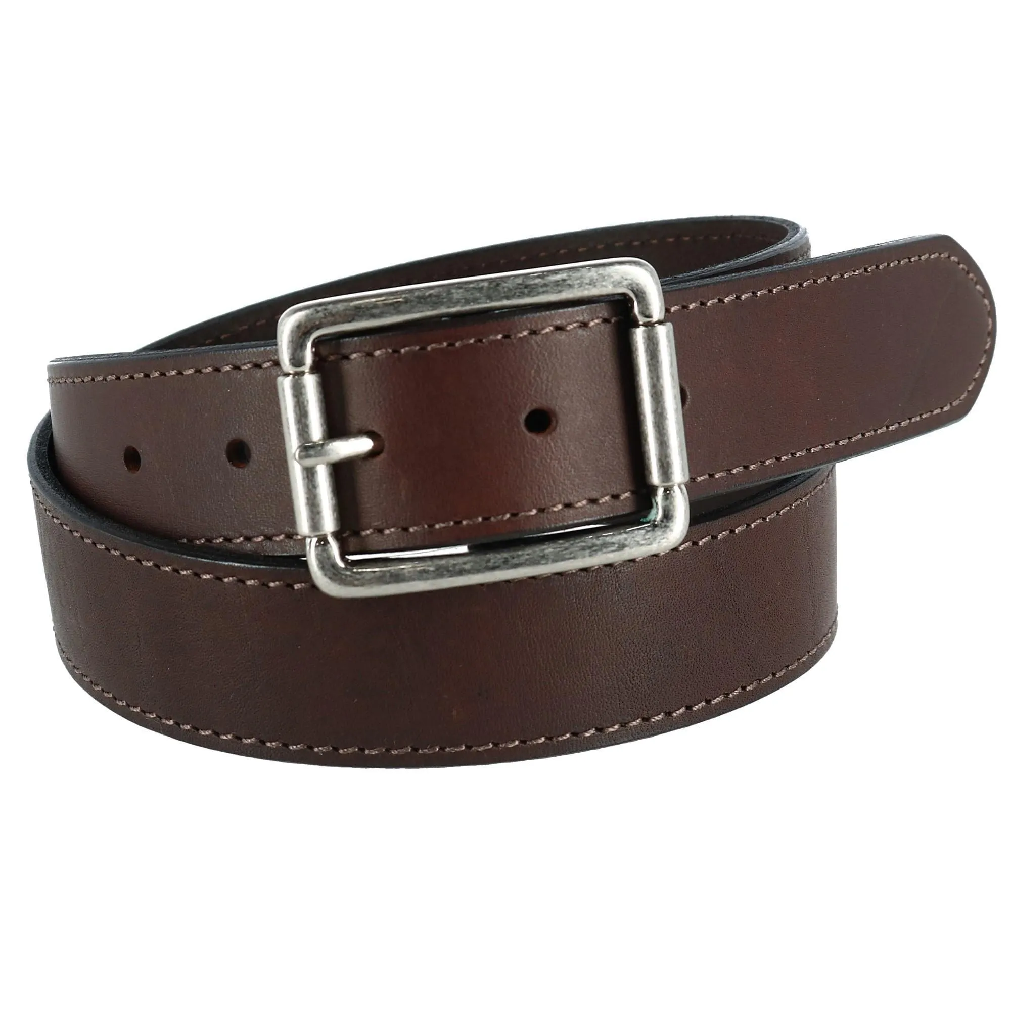 CrookhornDavis Men's Newcastle Natural Grain Leather Belt with Roller Buckle