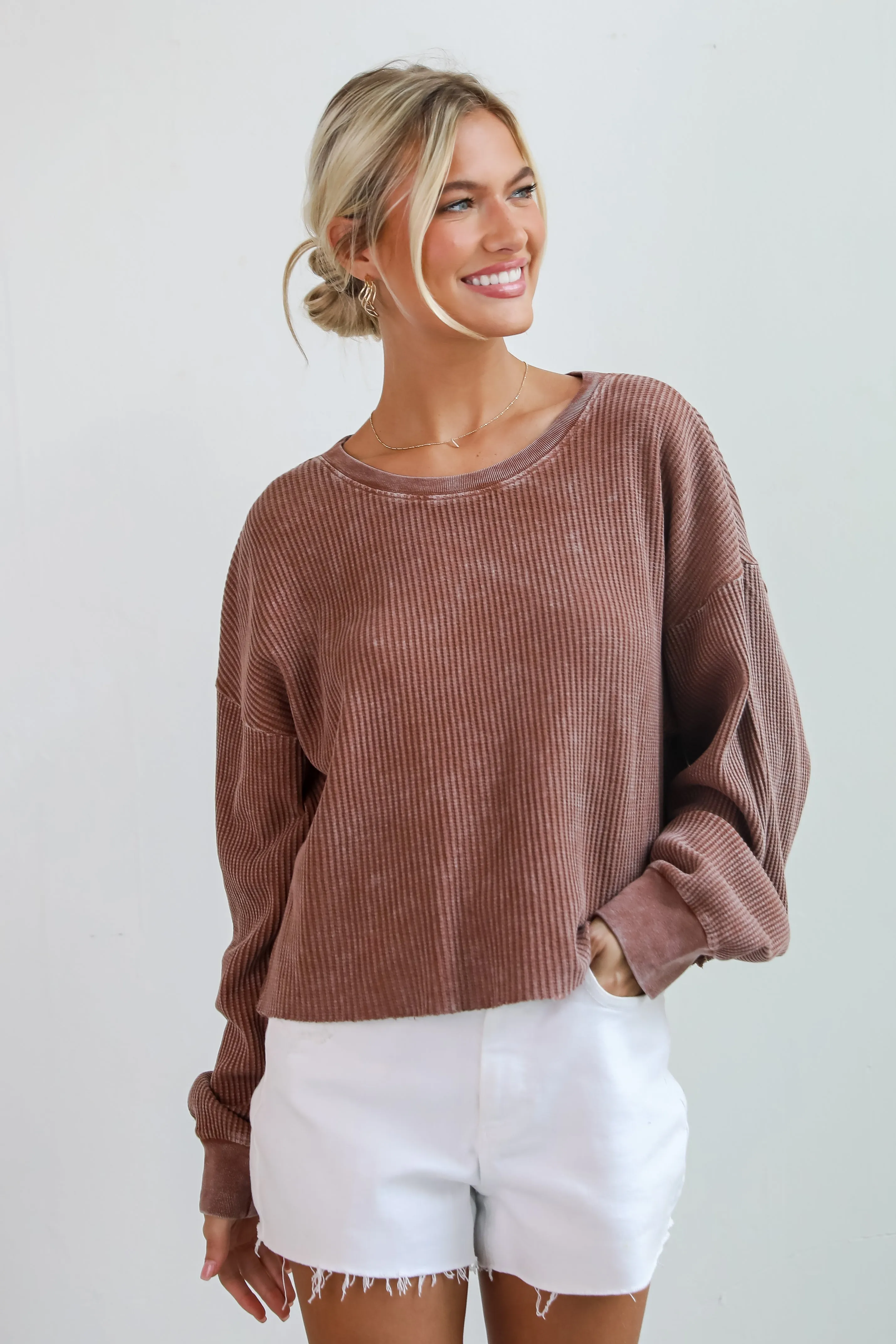 Dakota Waffle Knit Top - DU DEAL