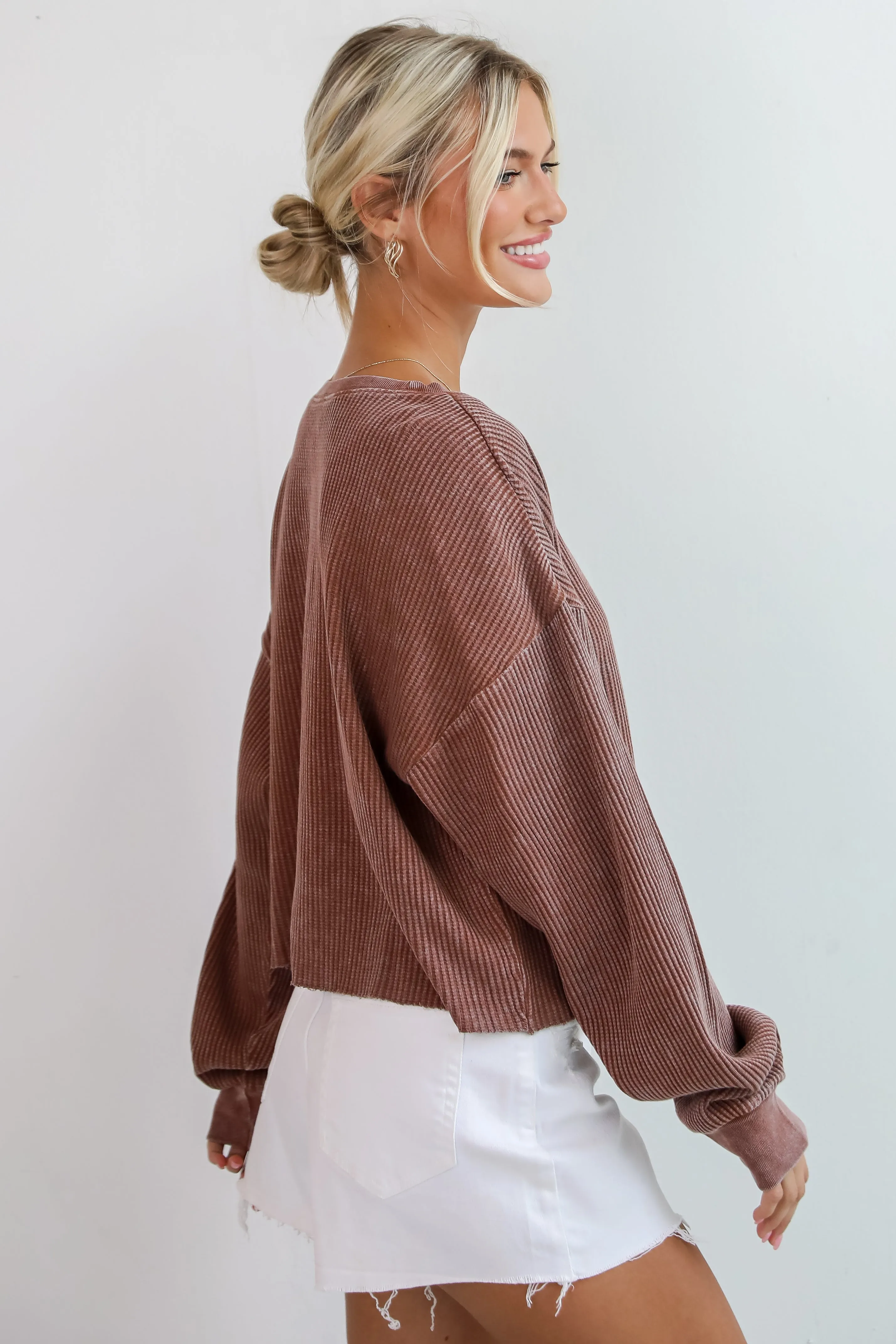 Dakota Waffle Knit Top - DU DEAL