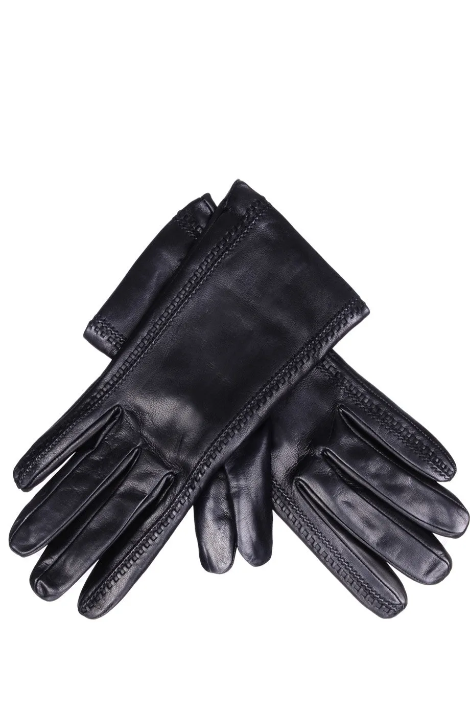 DEMI GERDA Black Leather Seams Women Gloves