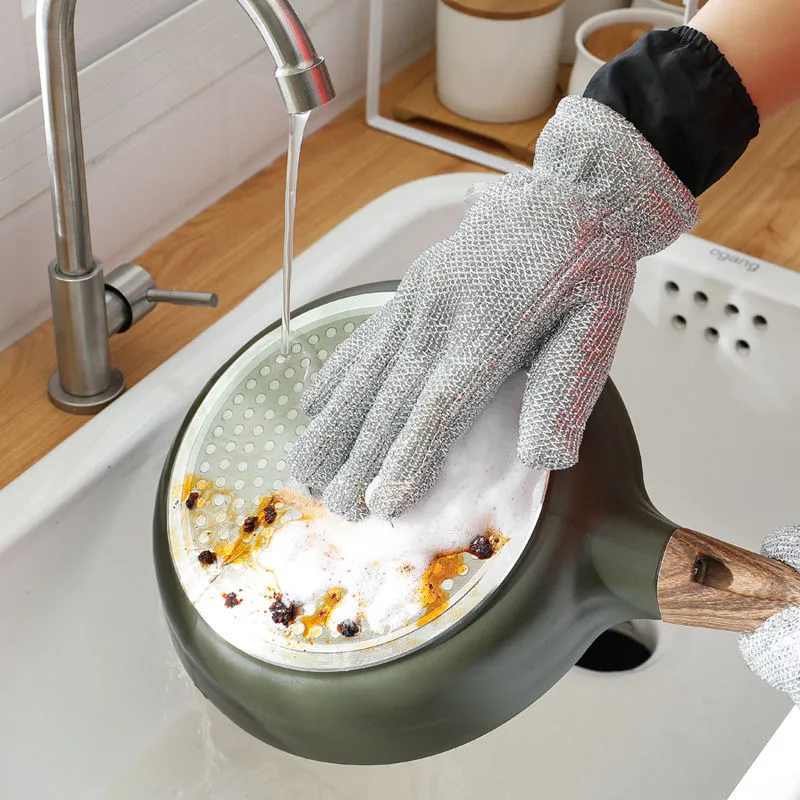 Durable Household Cleaning Silver Gloves