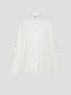 En Fleur Cotton Embroidered Shirt in White