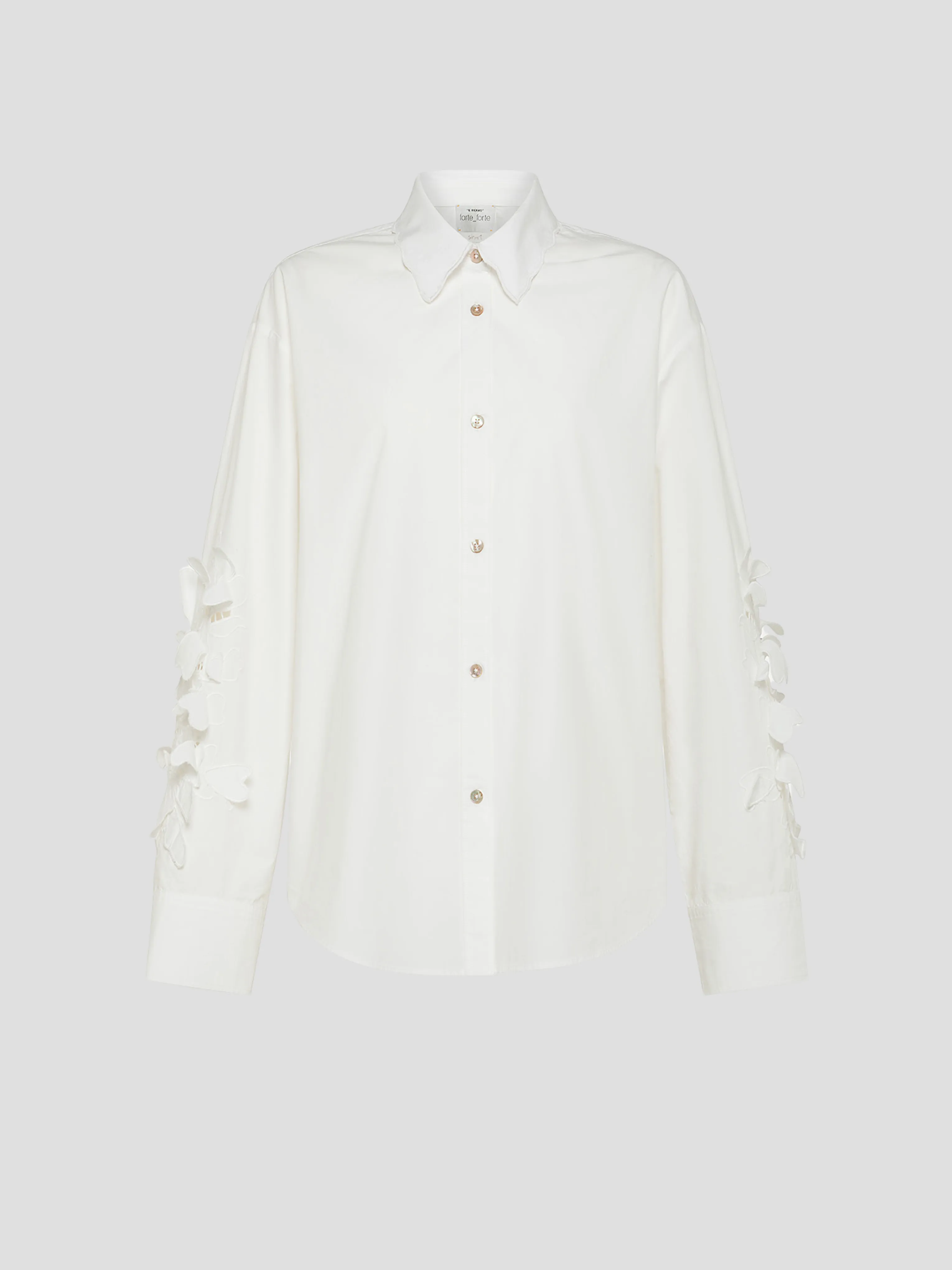 En Fleur Cotton Embroidered Shirt in White