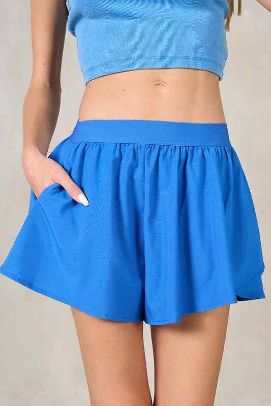 Exposed Waist Elastic Summer Shorts